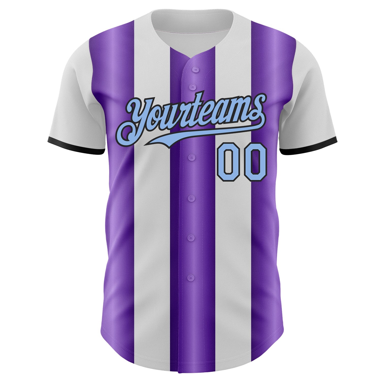 Custom White Light Blue Purple-Black Gradient Vertical Stripe Argentina Style Authentic Baseball Jersey view 2