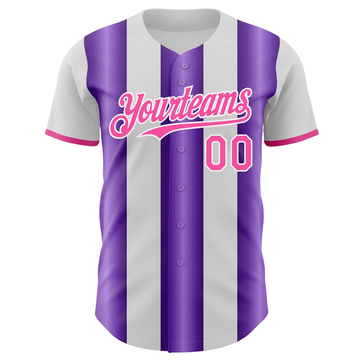 Custom White Pink-Purple Gradient Vertical Stripe Argentina Style Authentic Baseball Jersey view 2