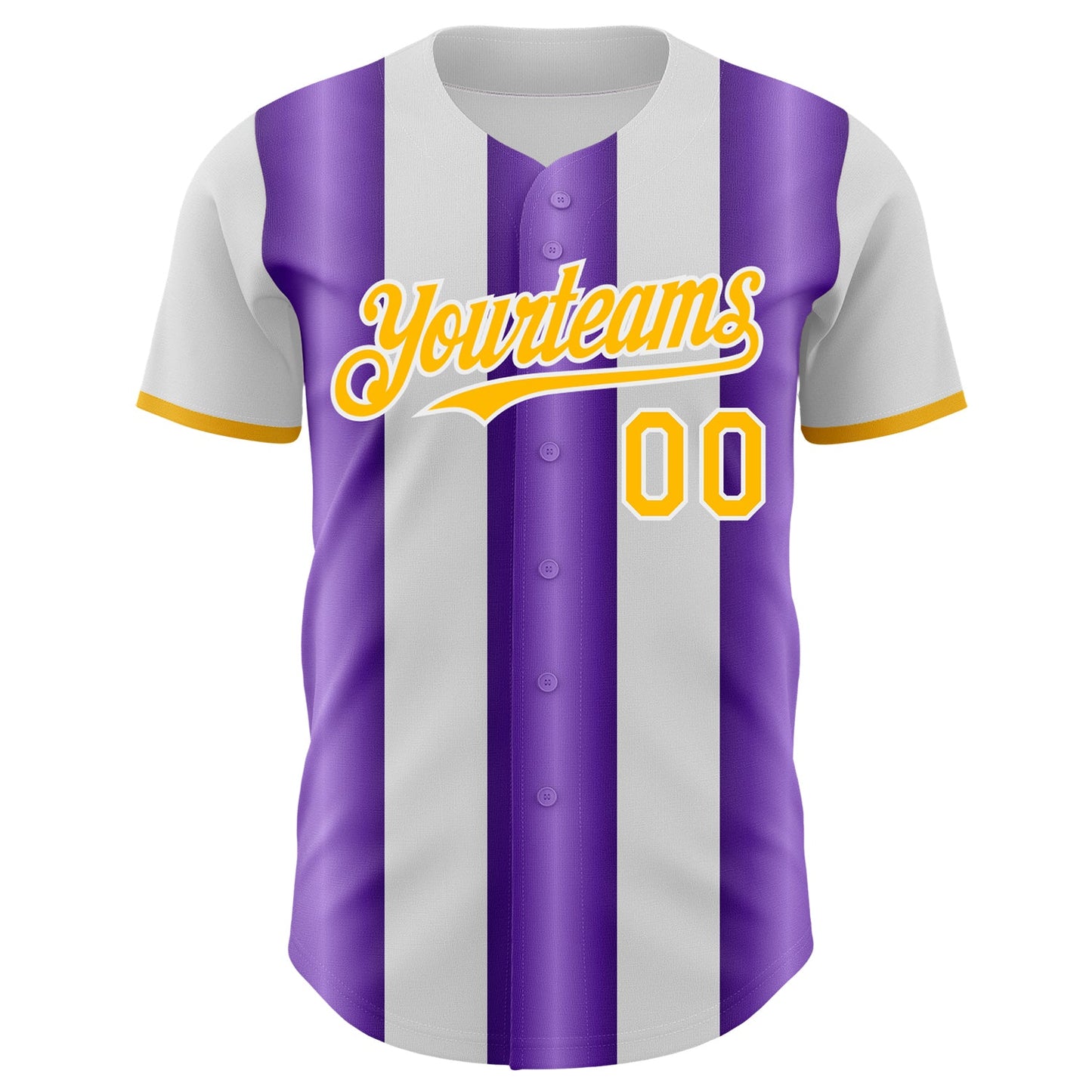 Custom White Gold-Purple Gradient Vertical Stripe Argentina Style Authentic Baseball Jersey view 2