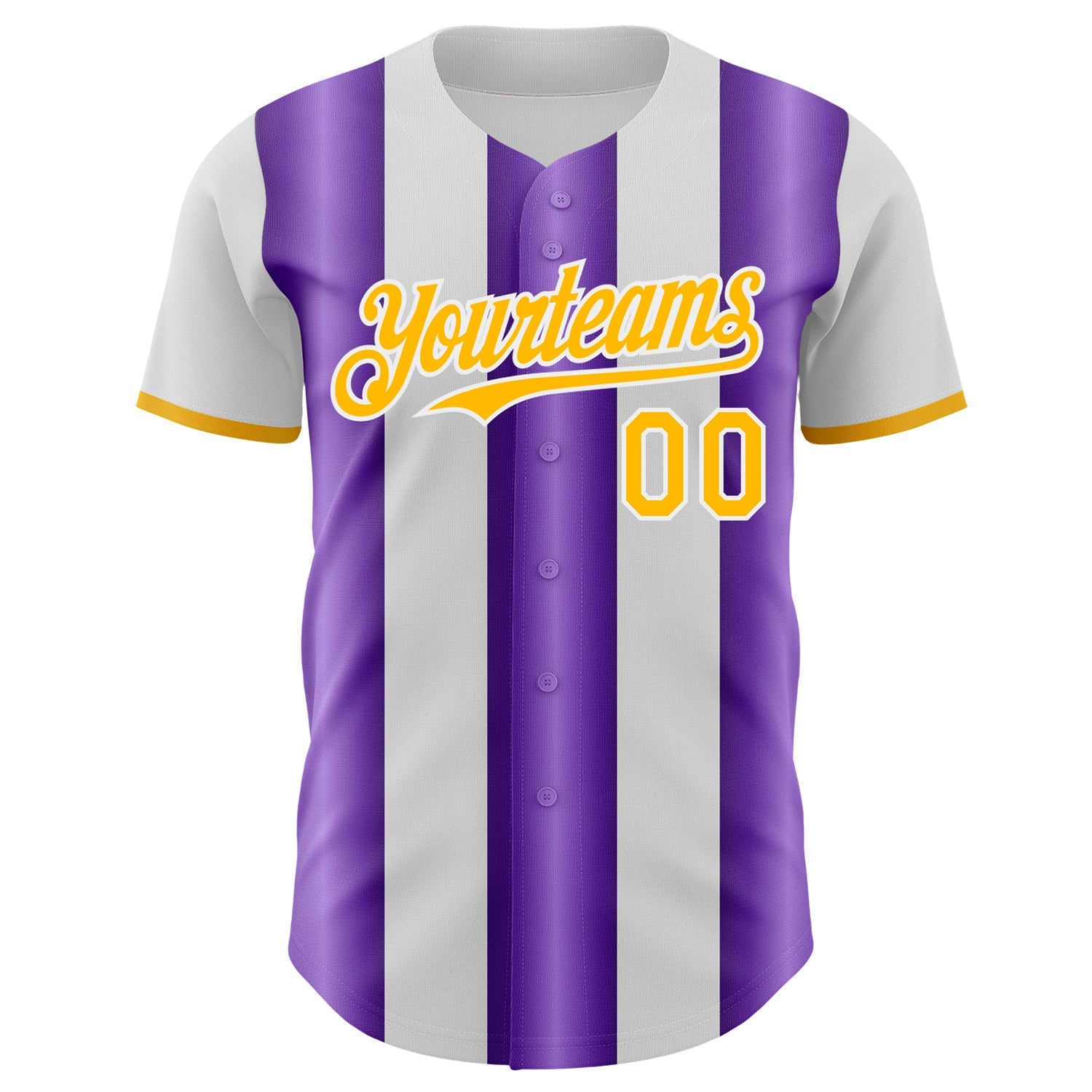 Custom White Gold-Purple Gradient Vertical Stripe Argentina Style Authentic Baseball Jersey view 2