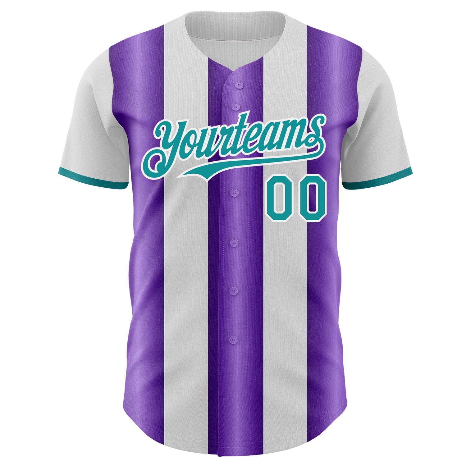 Custom White Teal-Purple Gradient Vertical Stripe Argentina Style Authentic Baseball Jersey view 2
