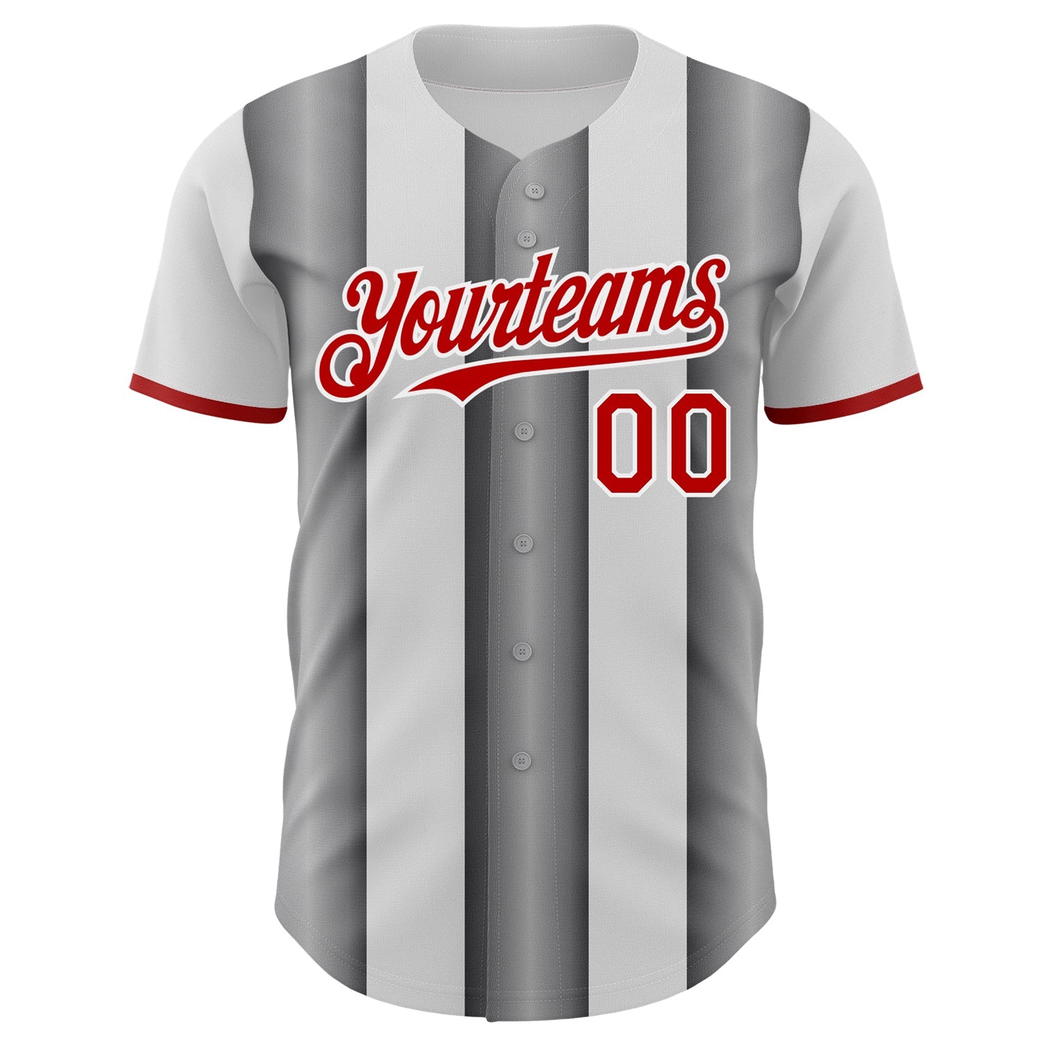Custom White Red-Steel Gray Gradient Vertical Stripe Argentina Style Authentic Baseball Jersey view 2
