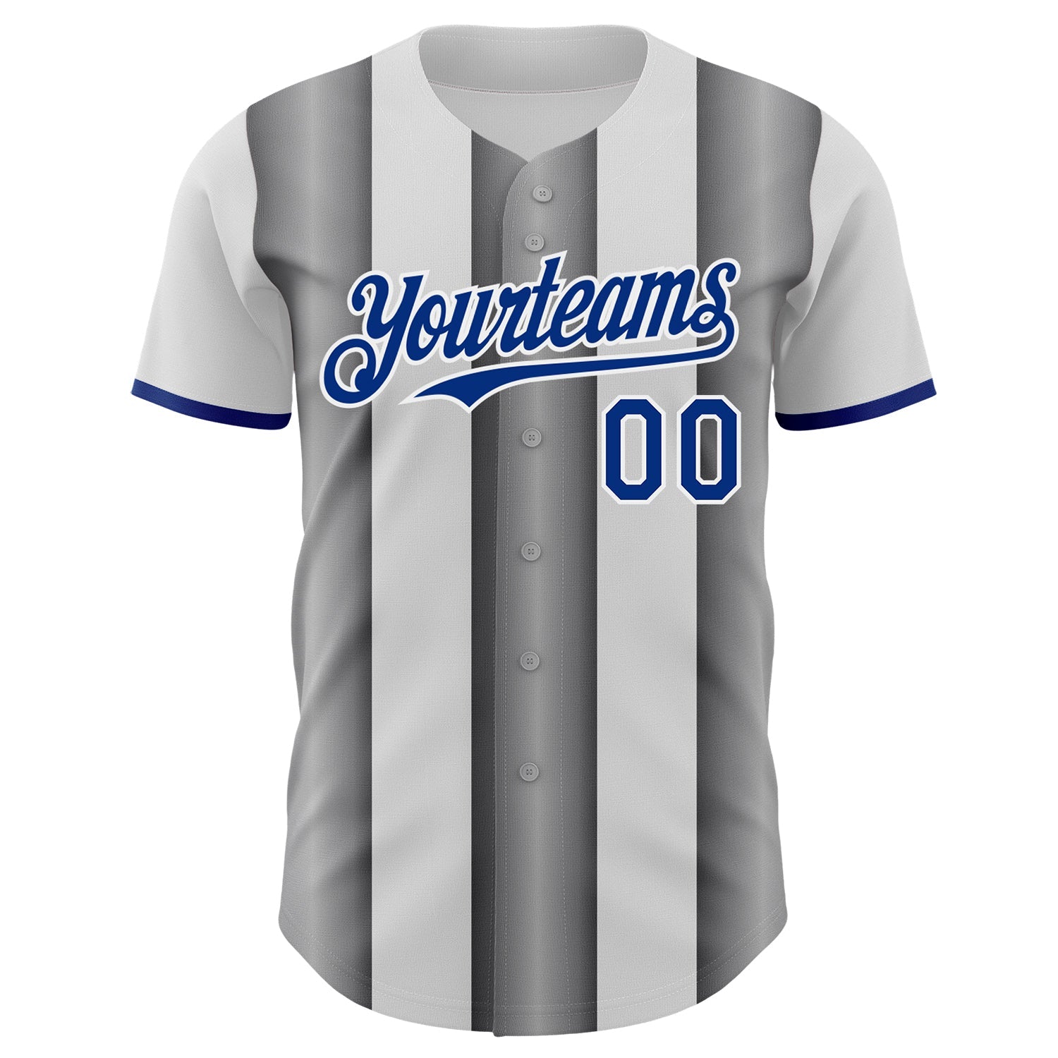 Custom White Royal-Steel Gray Gradient Vertical Stripe Argentina Style Authentic Baseball Jersey view 2