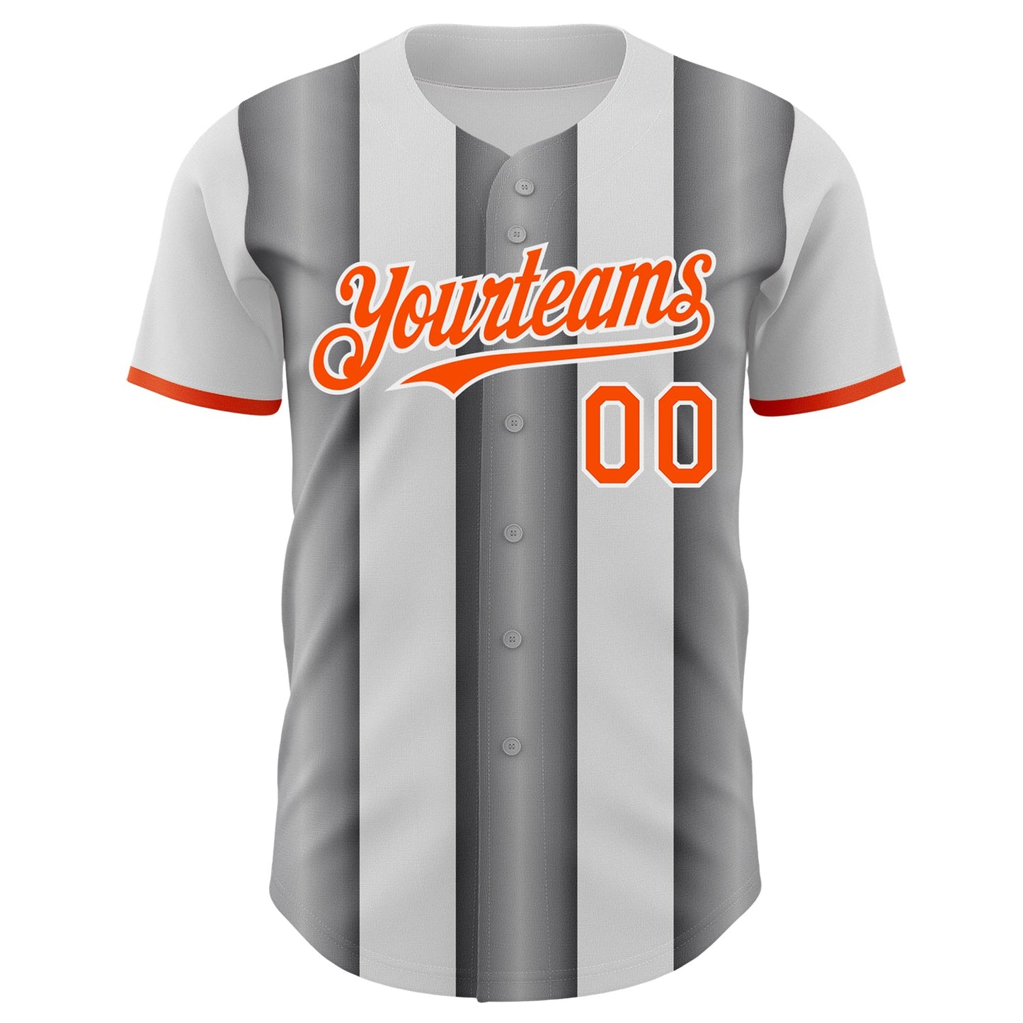 Custom White Orange-Steel Gray Gradient Vertical Stripe Argentina Style Authentic Baseball Jersey view 2