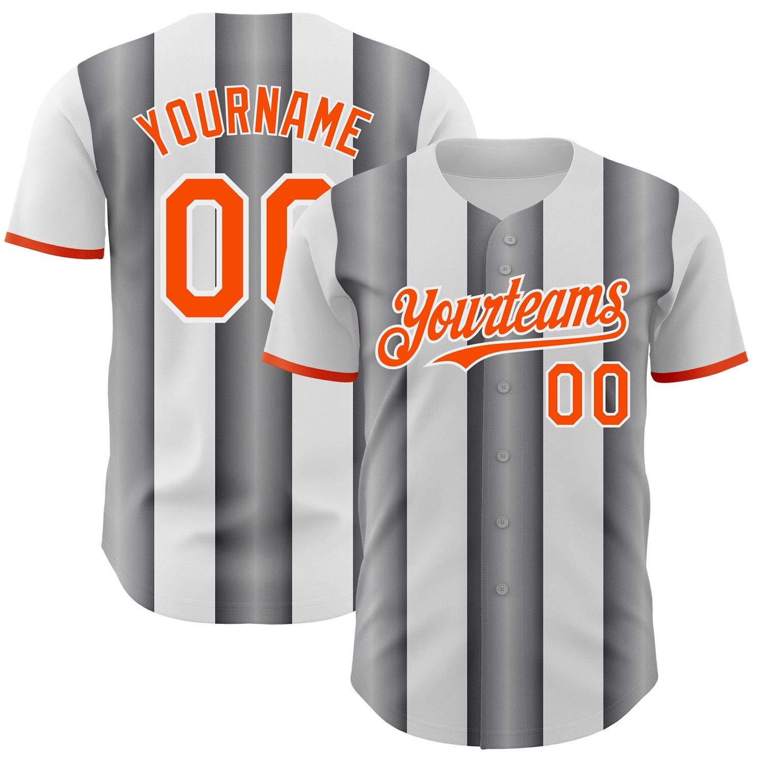 Custom White Orange-Steel Gray Gradient Vertical Stripe Argentina Style Authentic Baseball Jersey - Main View