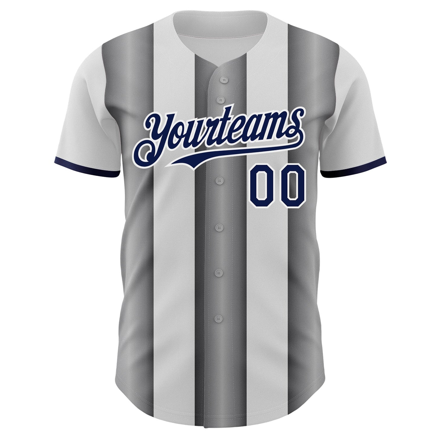 Custom White Navy-Steel Gray Gradient Vertical Stripe Argentina Style Authentic Baseball Jersey view 2