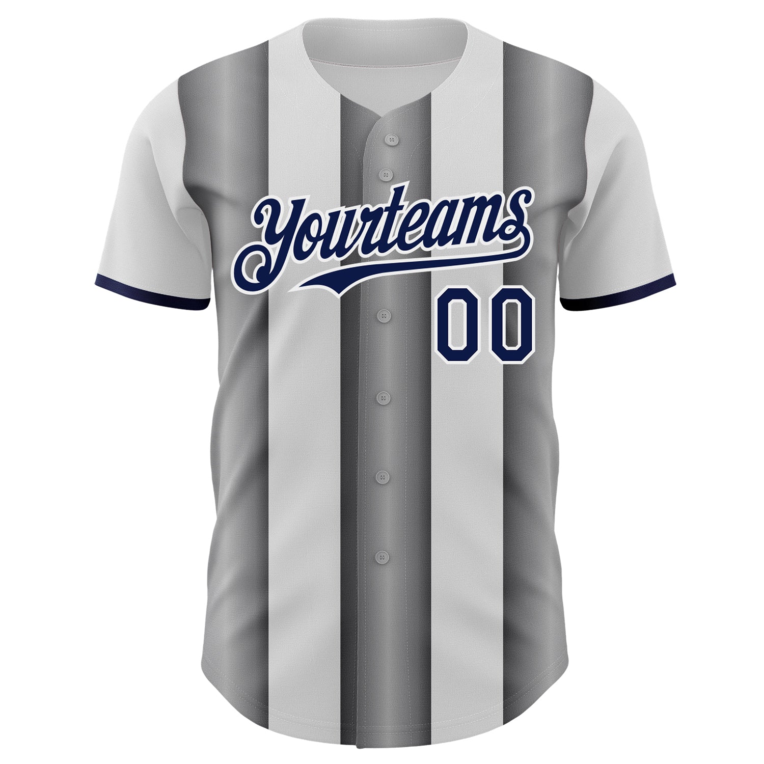 Custom White Navy-Steel Gray Gradient Vertical Stripe Argentina Style Authentic Baseball Jersey view 2