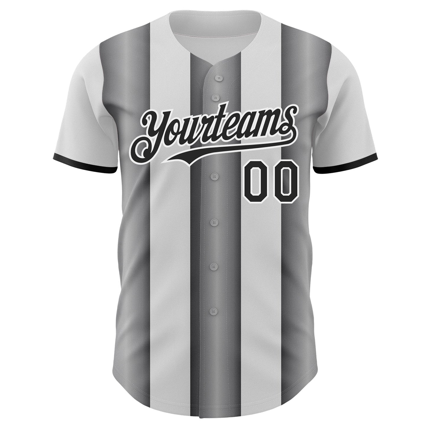 Custom White Black-Steel Gray Gradient Vertical Stripe Argentina Style Authentic Baseball Jersey view 2