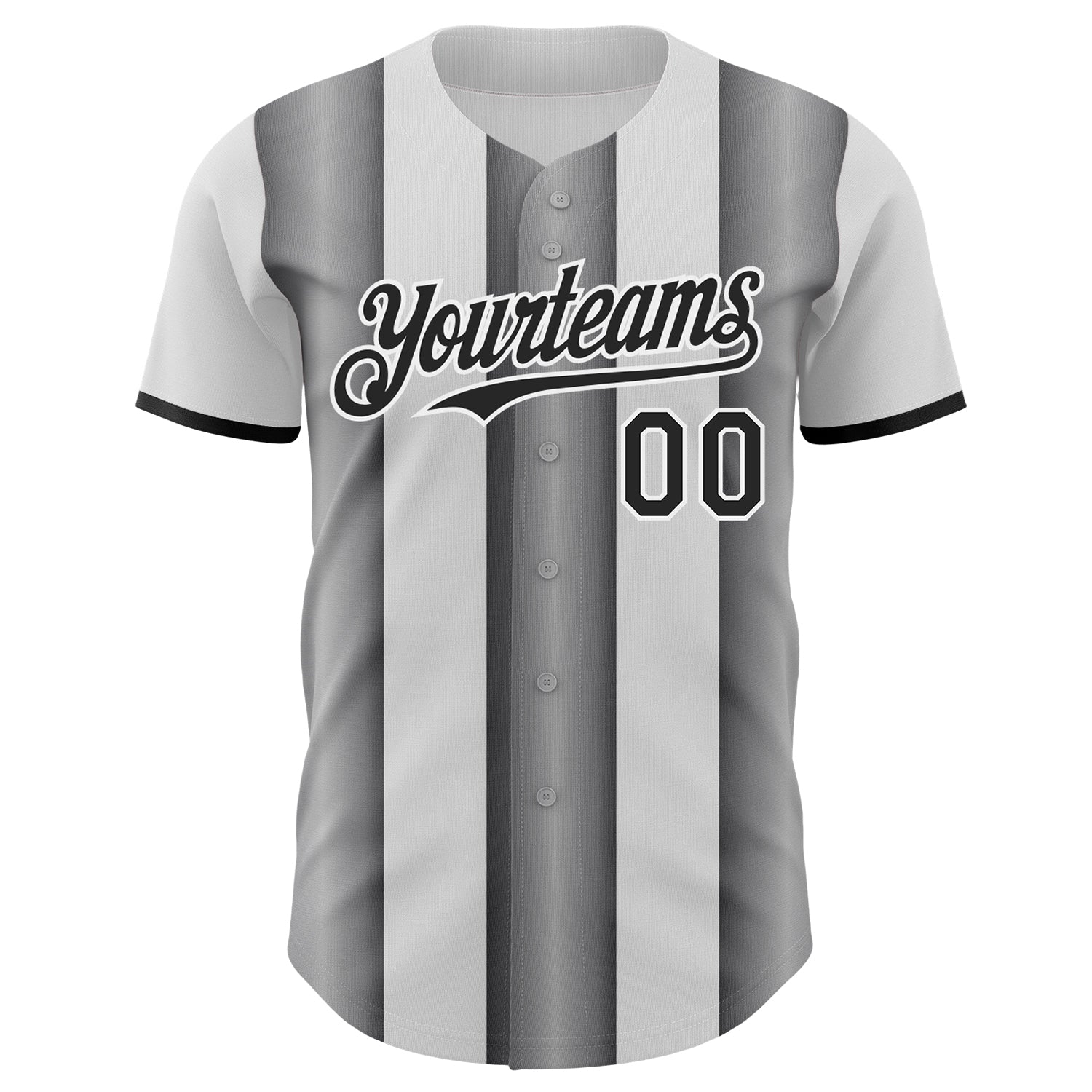 Custom White Black-Steel Gray Gradient Vertical Stripe Argentina Style Authentic Baseball Jersey view 2