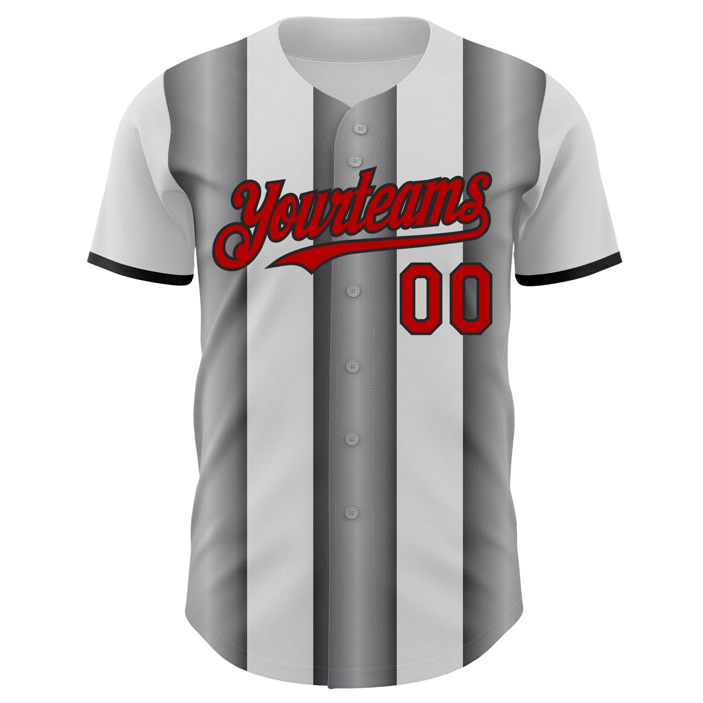 Custom White Red Steel Gray-Black Gradient Vertical Stripe Argentina Style Authentic Baseball Jersey view 2