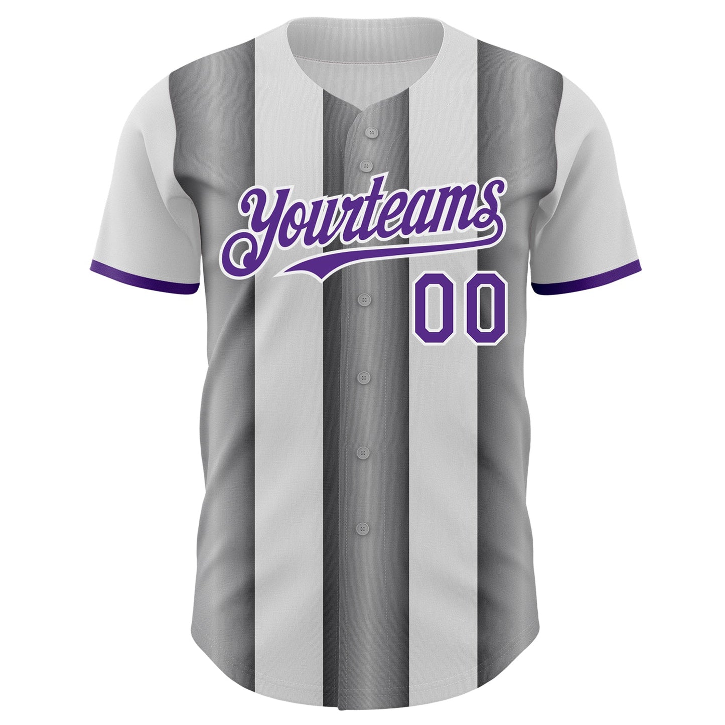 Custom White Purple-Steel Gray Gradient Vertical Stripe Argentina Style Authentic Baseball Jersey view 2