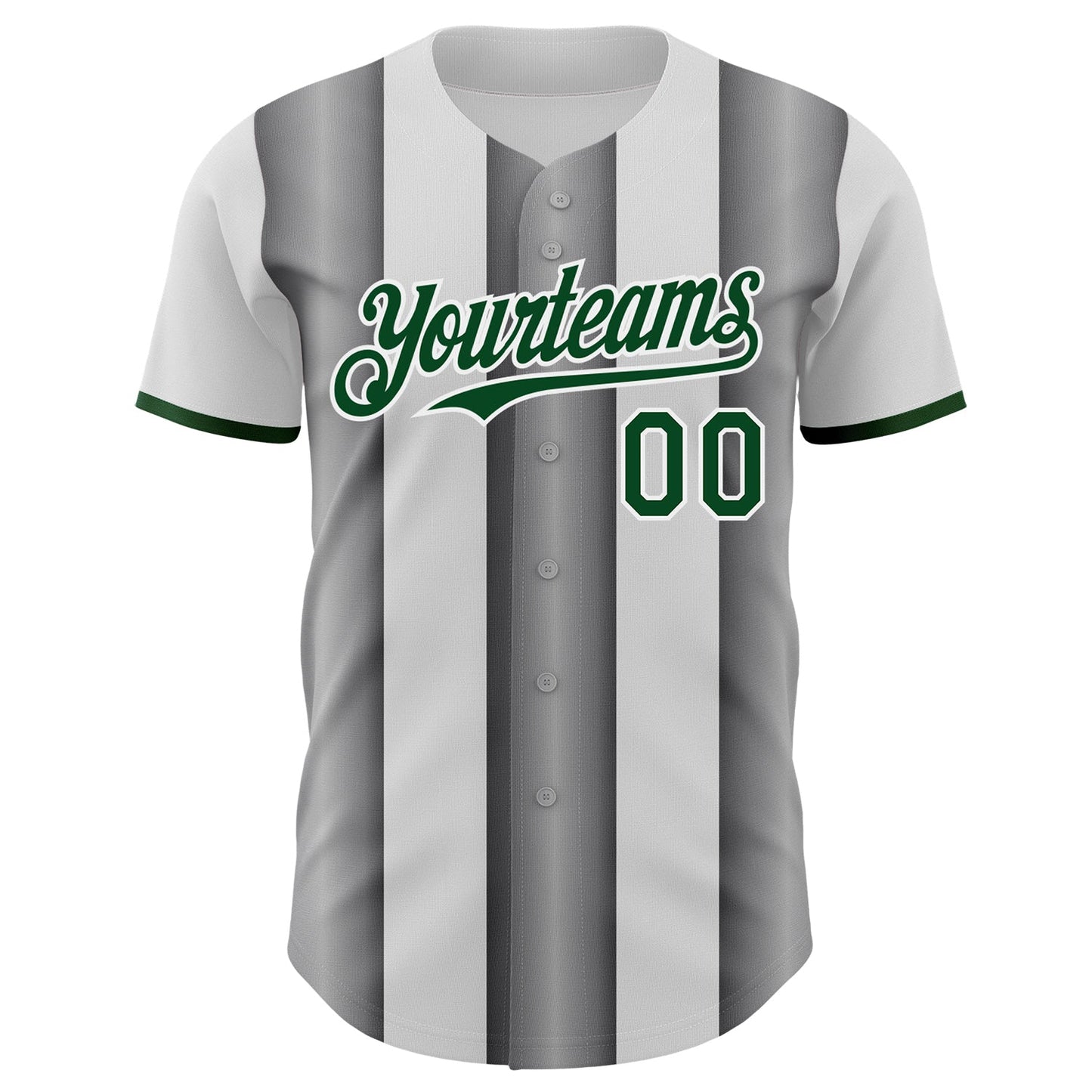 Custom White Green-Steel Gray Gradient Vertical Stripe Argentina Style Authentic Baseball Jersey view 2