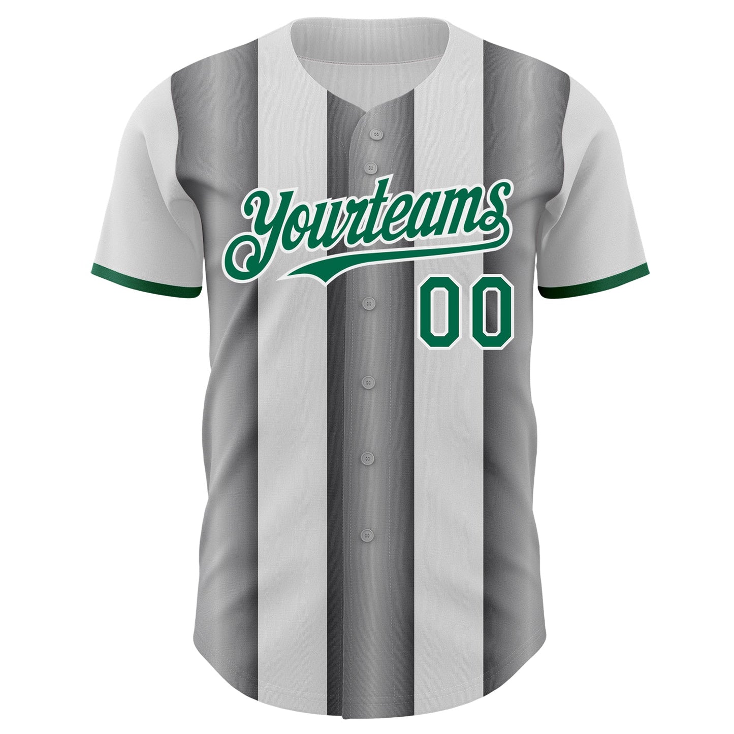 Custom White Kelly Green-Steel Gray Gradient Vertical Stripe Argentina Style Authentic Baseball Jersey view 2