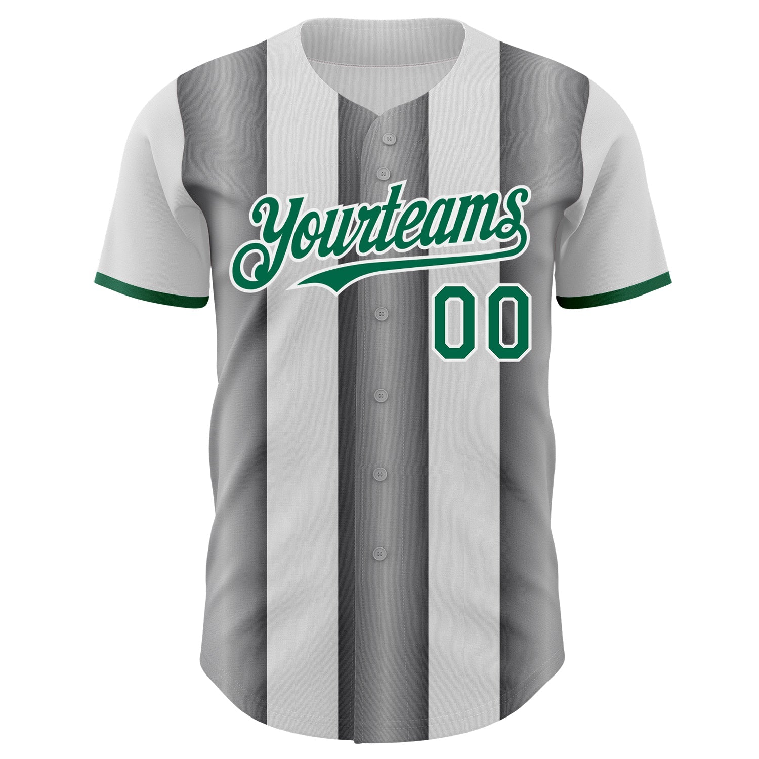 Custom White Kelly Green-Steel Gray Gradient Vertical Stripe Argentina Style Authentic Baseball Jersey view 2