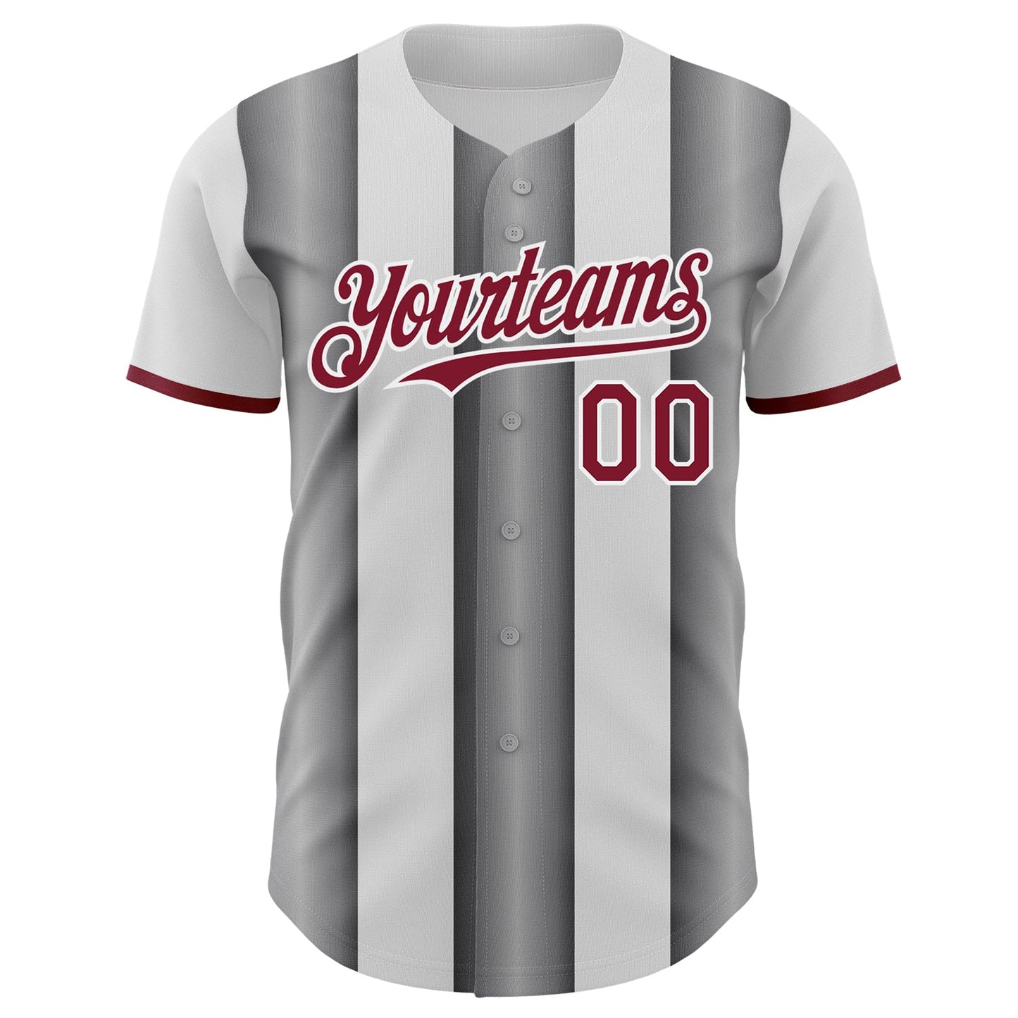 Custom White Crimson-Steel Gray Gradient Vertical Stripe Argentina Style Authentic Baseball Jersey view 2