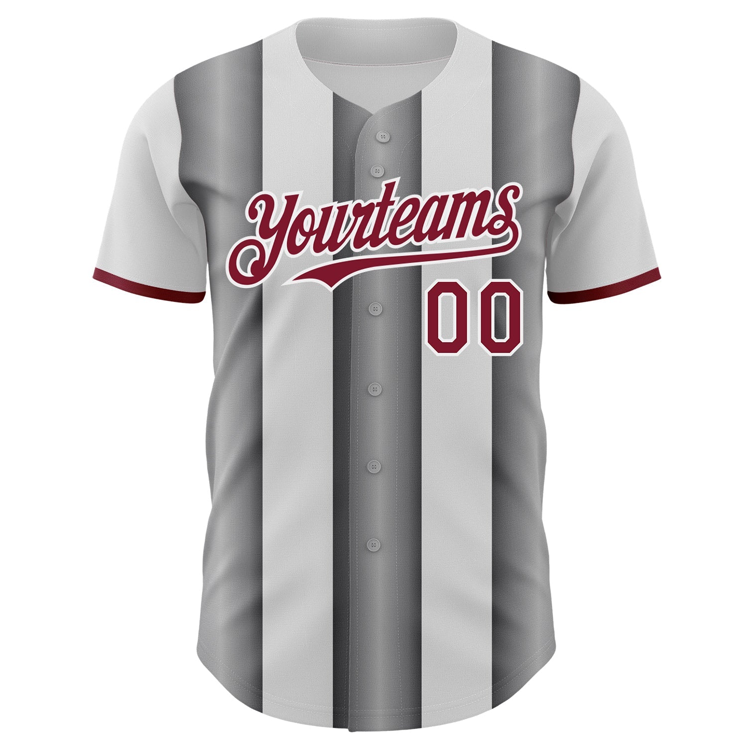 Custom White Crimson-Steel Gray Gradient Vertical Stripe Argentina Style Authentic Baseball Jersey view 2