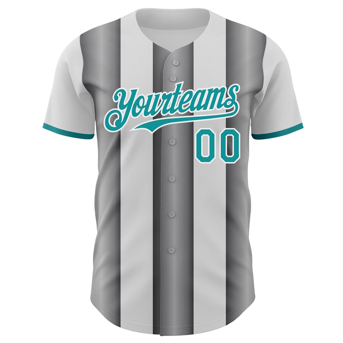 Custom White Teal-Steel Gray Gradient Vertical Stripe Argentina Style Authentic Baseball Jersey view 2