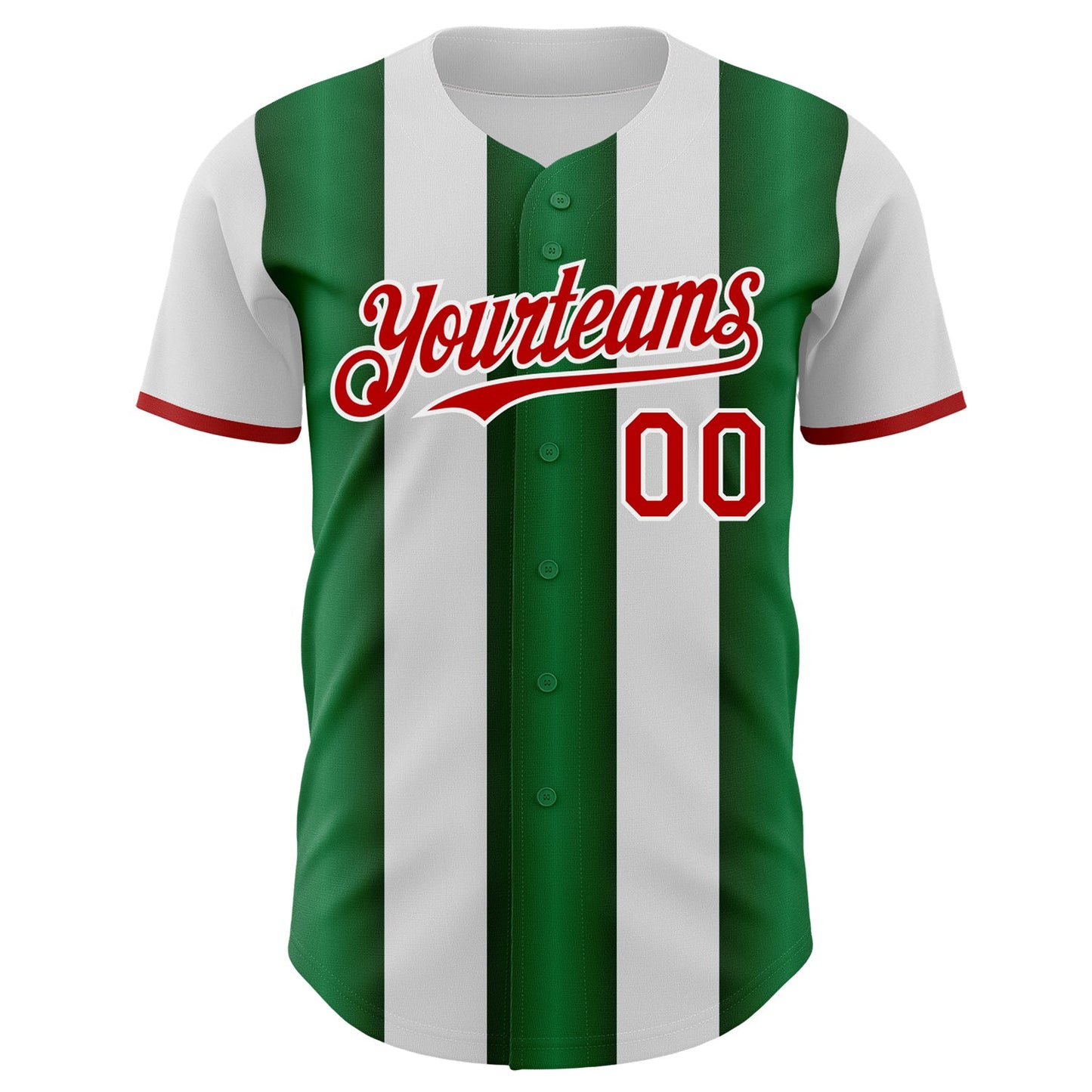 Custom White Red-Green Gradient Vertical Stripe Argentina Style Authentic Baseball Jersey view 2