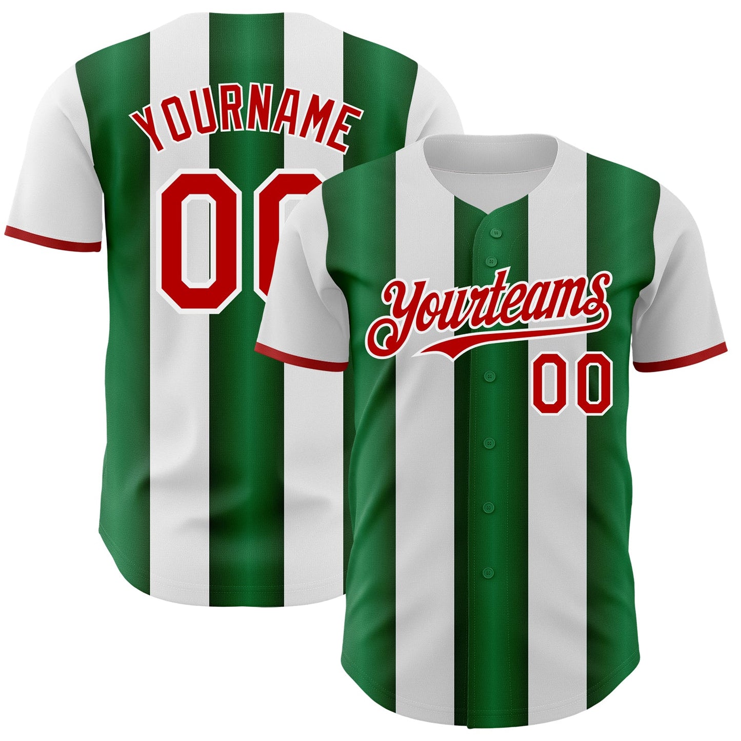 Custom White Red-Green Gradient Vertical Stripe Argentina Style Authentic Baseball Jersey - Main View