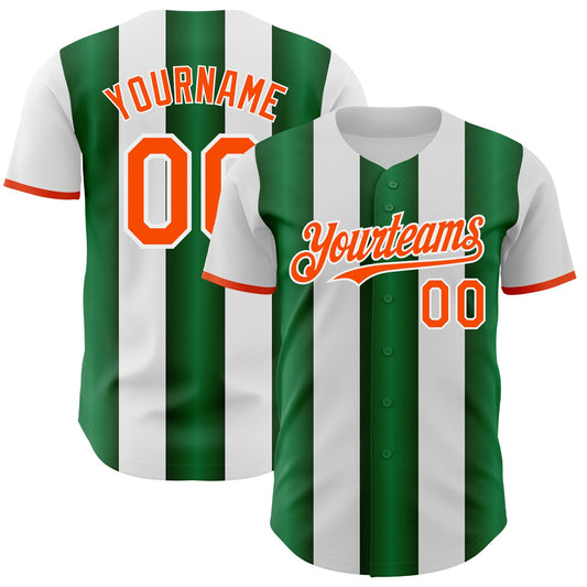 Custom White Orange-Green Gradient Vertical Stripe Argentina Style Authentic Baseball Jersey - Main View