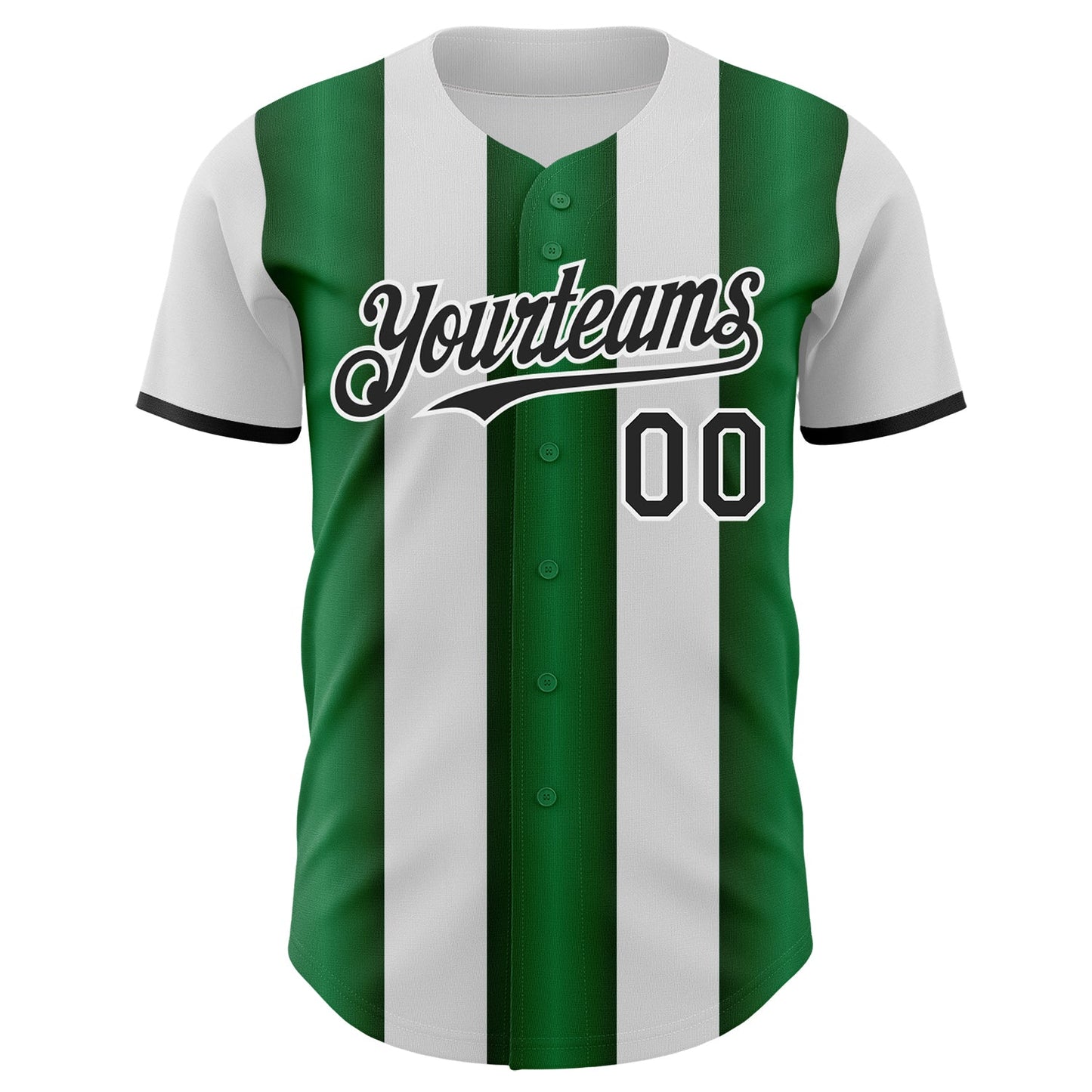 Custom White Black-Green Gradient Vertical Stripe Argentina Style Authentic Baseball Jersey view 2