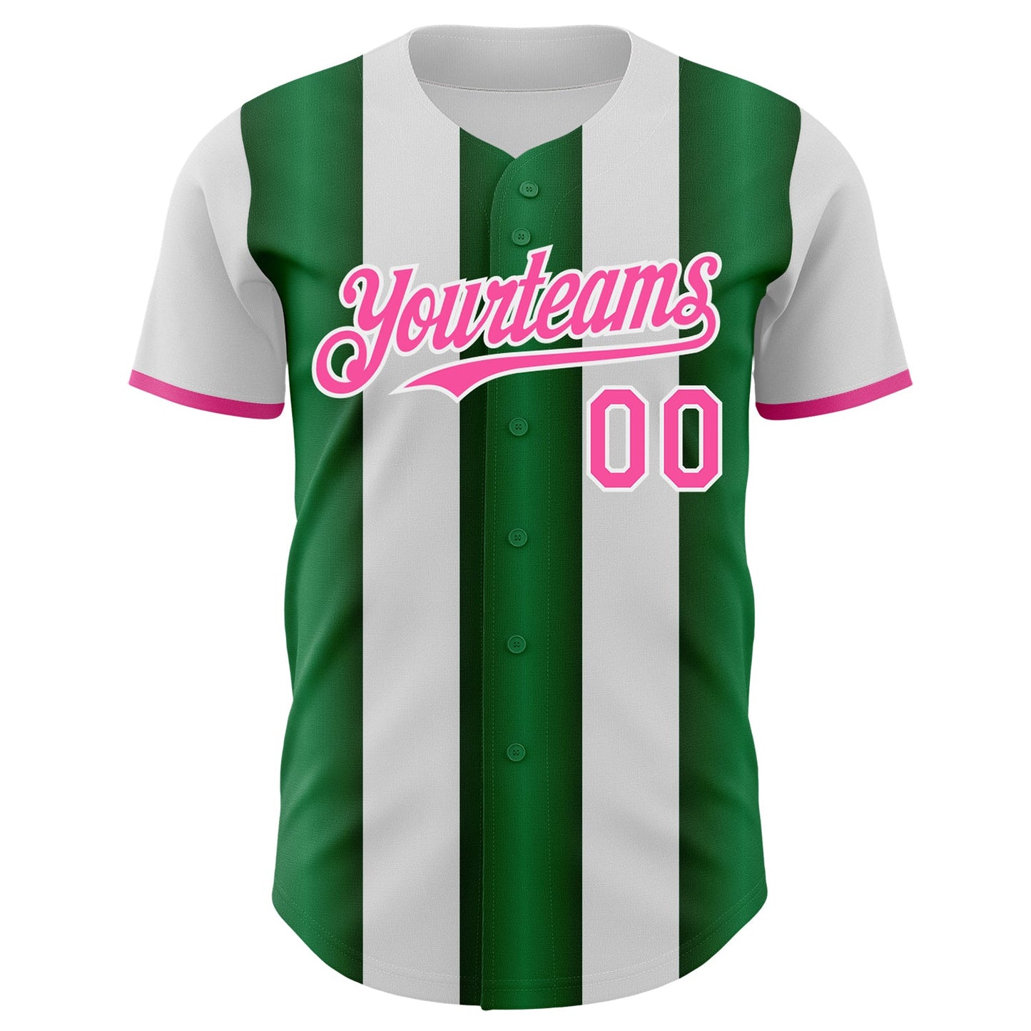 Custom White Pink-Green Gradient Vertical Stripe Argentina Style Authentic Baseball Jersey view 2