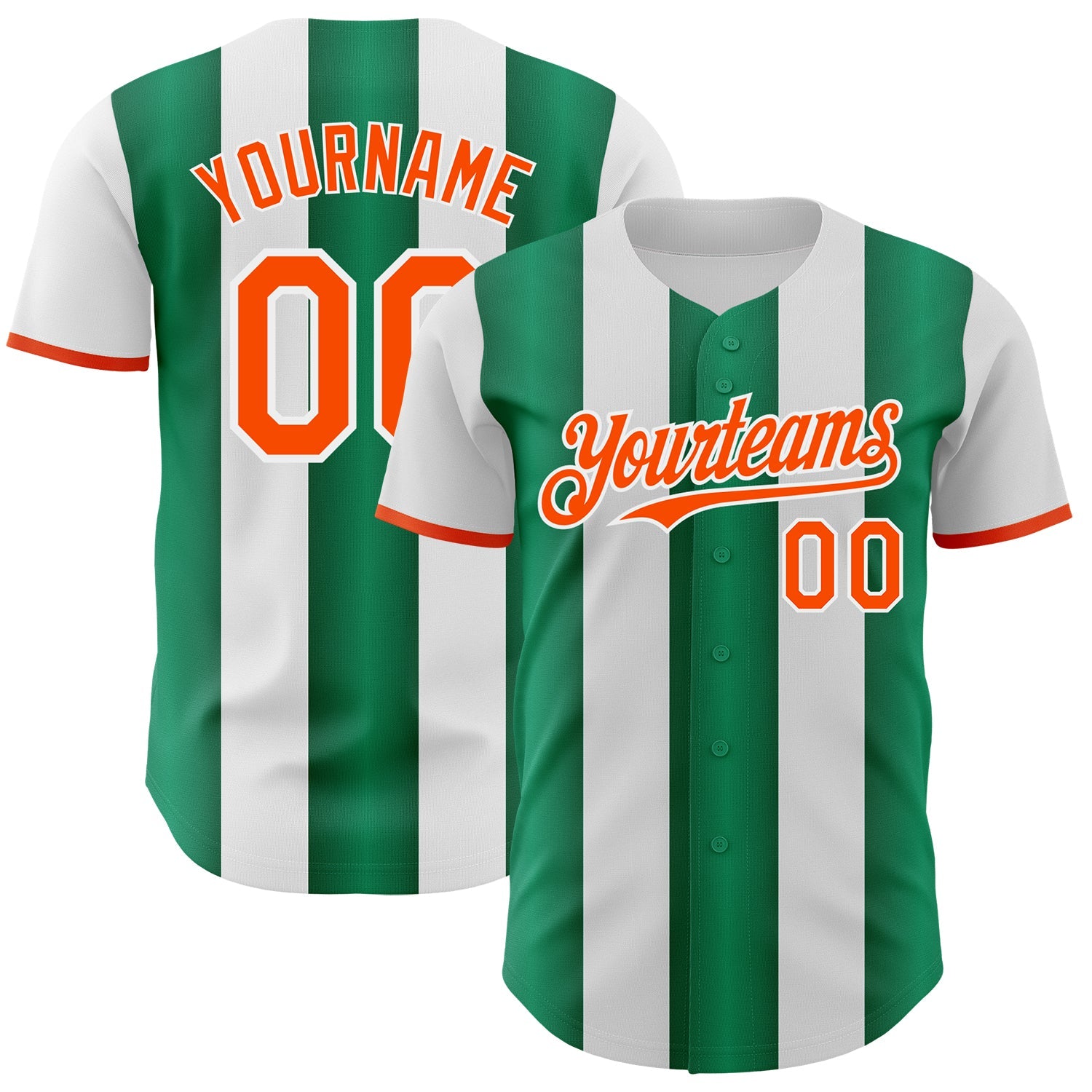 Custom White Orange-Kelly Green Gradient Vertical Stripe Argentina Style Authentic Baseball Jersey - Main View