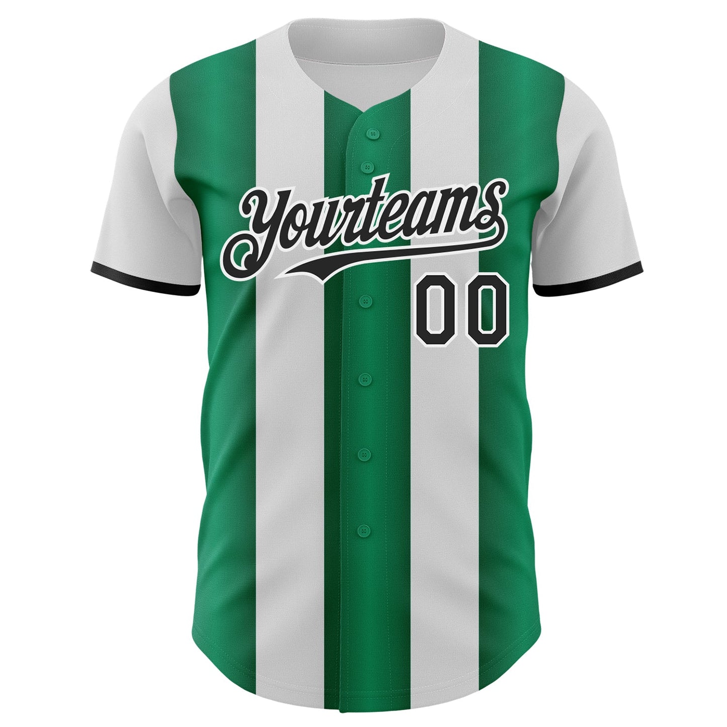 Custom White Black-Kelly Green Gradient Vertical Stripe Argentina Style Authentic Baseball Jersey view 2