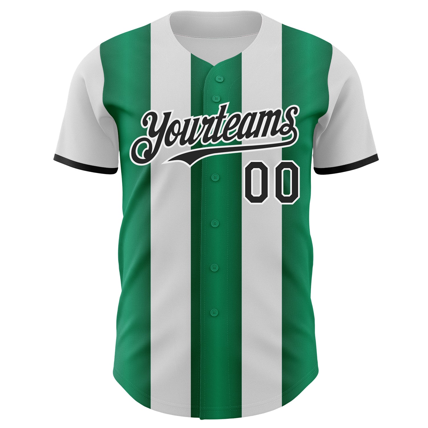 Custom White Black-Kelly Green Gradient Vertical Stripe Argentina Style Authentic Baseball Jersey view 2