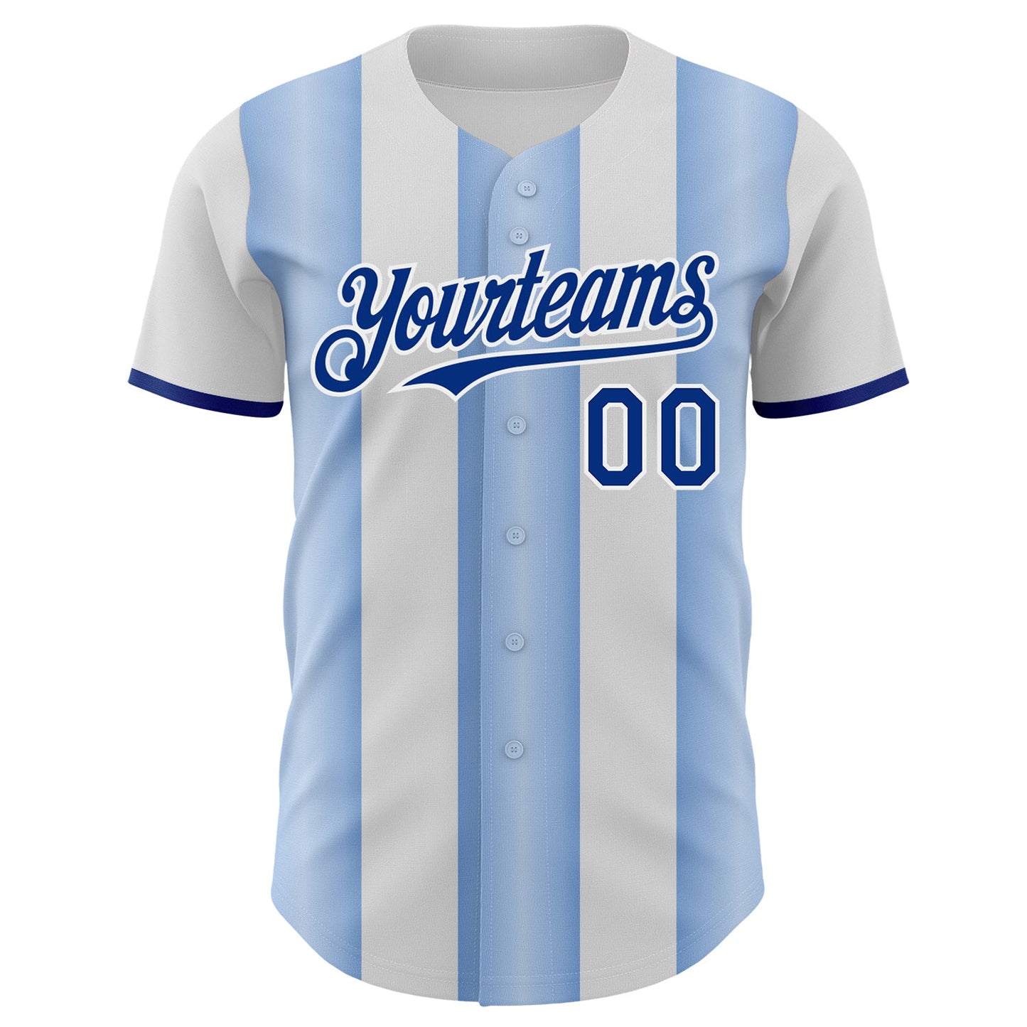 Custom White Royal-Light Blue Gradient Vertical Stripe Argentina Style Authentic Baseball Jersey view 2