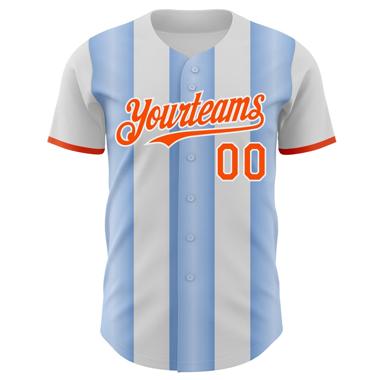 Custom White Orange-Light Blue Gradient Vertical Stripe Argentina Style Authentic Baseball Jersey view 2