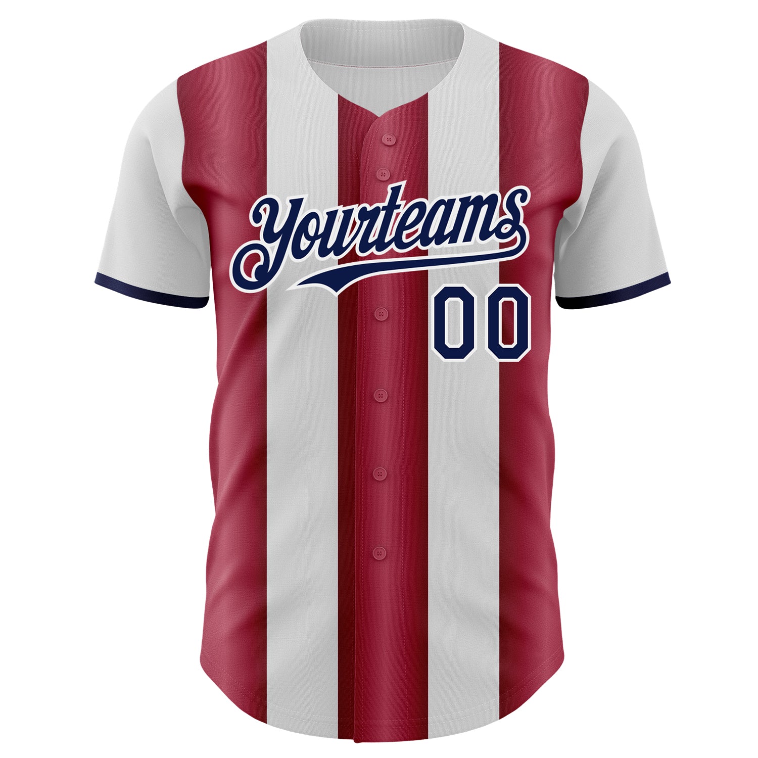 Custom White Navy-Crimson Gradient Vertical Stripe Argentina Style Authentic Baseball Jersey view 2