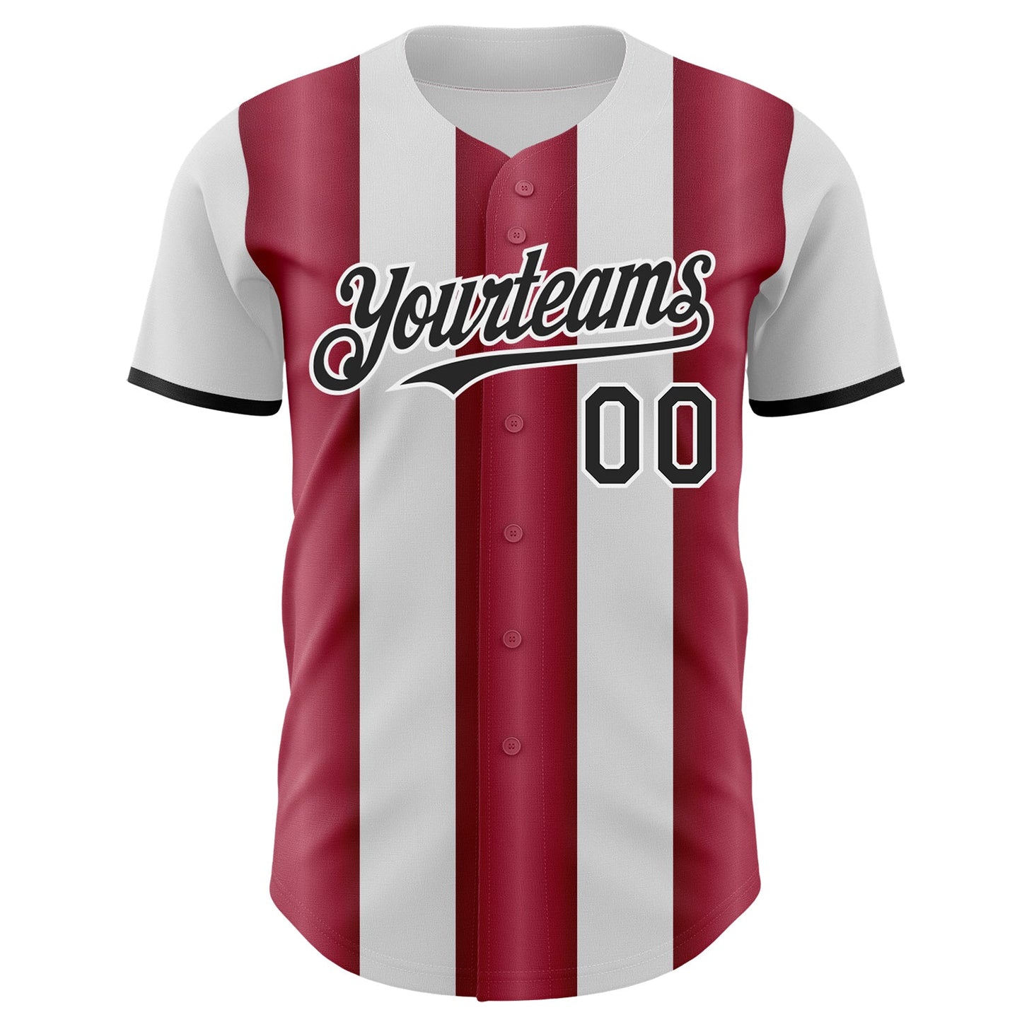 Custom White Black-Crimson Gradient Vertical Stripe Argentina Style Authentic Baseball Jersey view 2