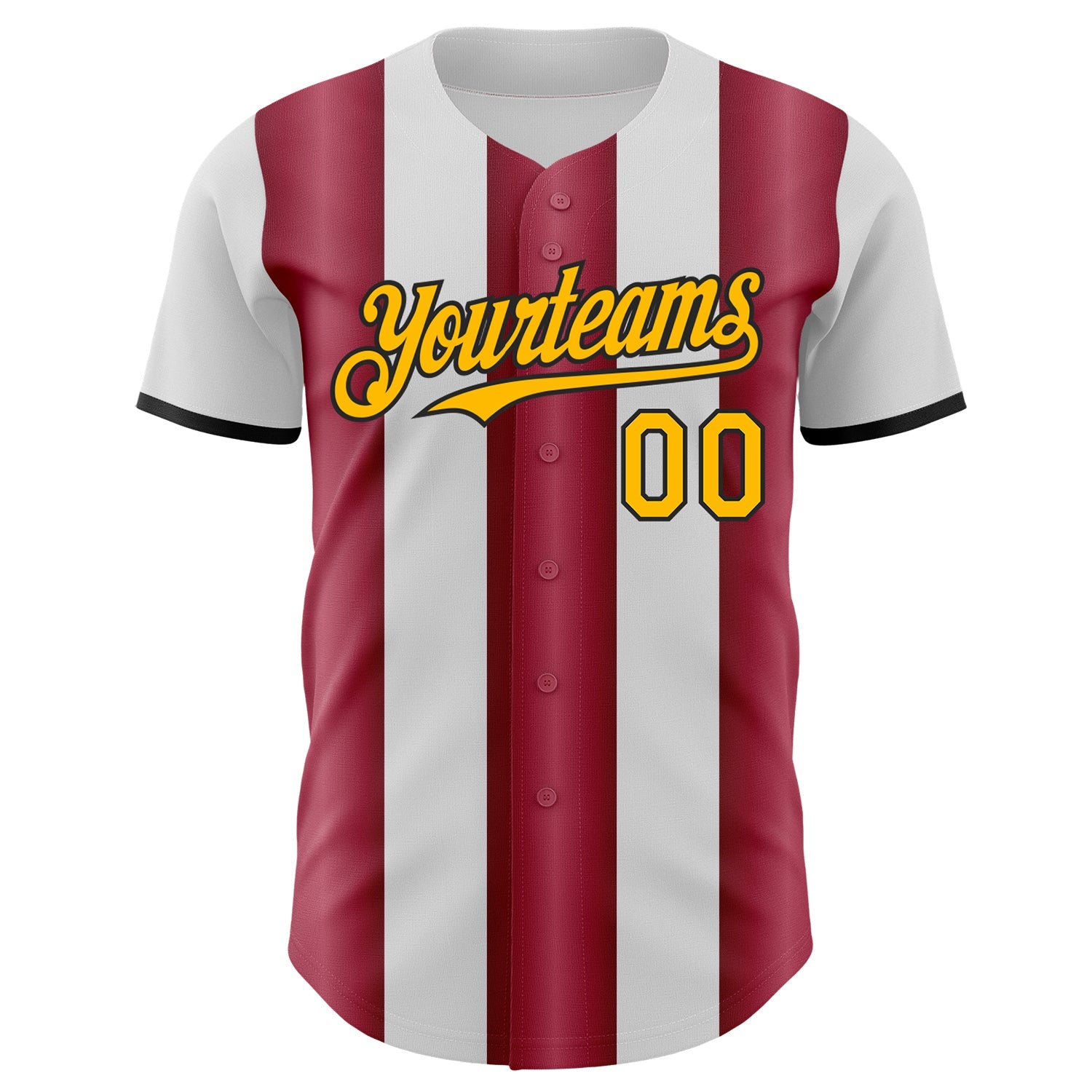 Custom White Gold Crimson-Black Gradient Vertical Stripe Argentina Style Authentic Baseball Jersey view 2