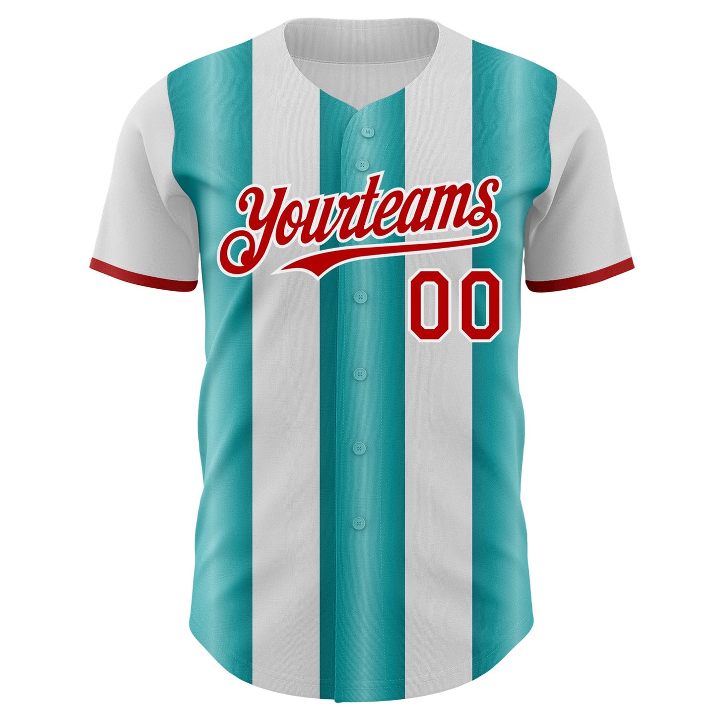 Custom White Red-Teal Gradient Vertical Stripe Argentina Style Authentic Baseball Jersey view 2