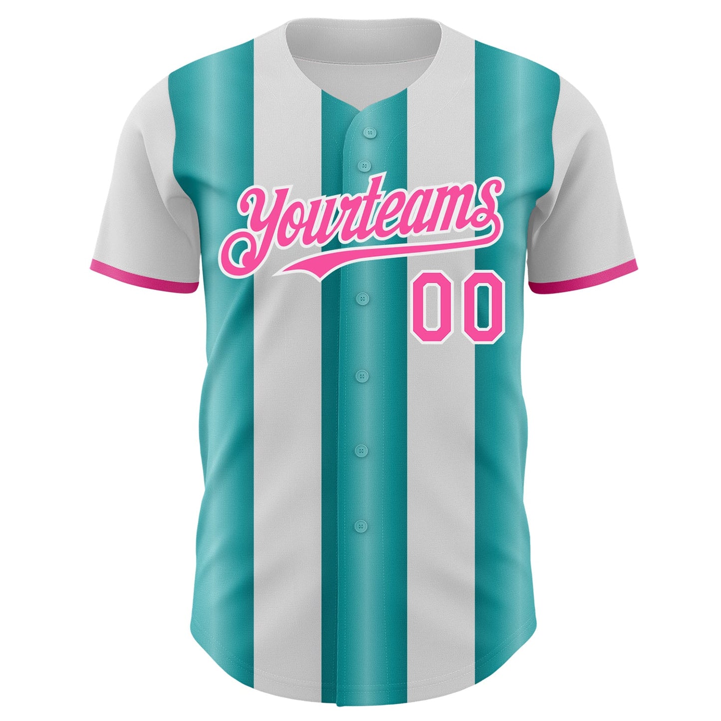Custom White Pink-Teal Gradient Vertical Stripe Argentina Style Authentic Baseball Jersey view 2
