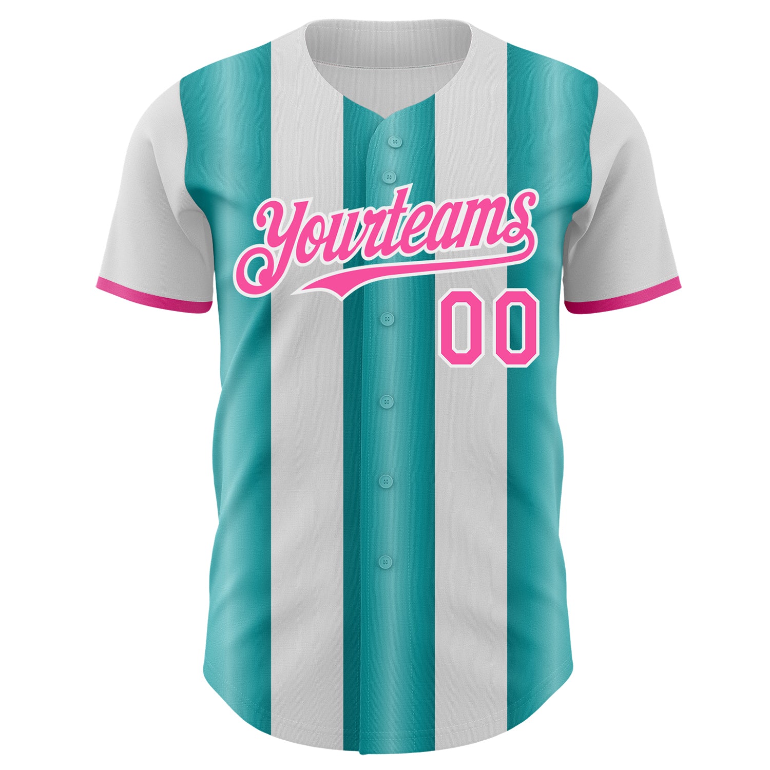 Custom White Pink-Teal Gradient Vertical Stripe Argentina Style Authentic Baseball Jersey view 2