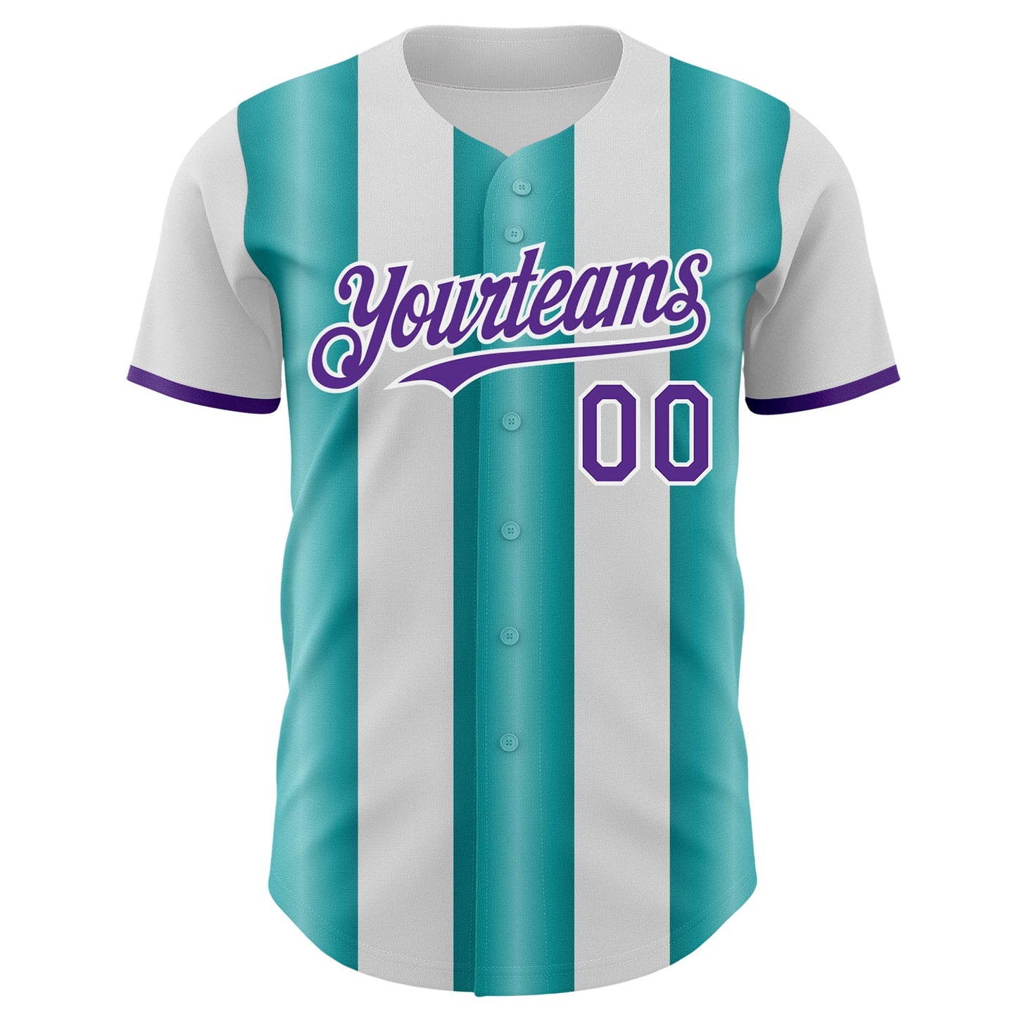 Custom White Purple-Teal Gradient Vertical Stripe Argentina Style Authentic Baseball Jersey view 2