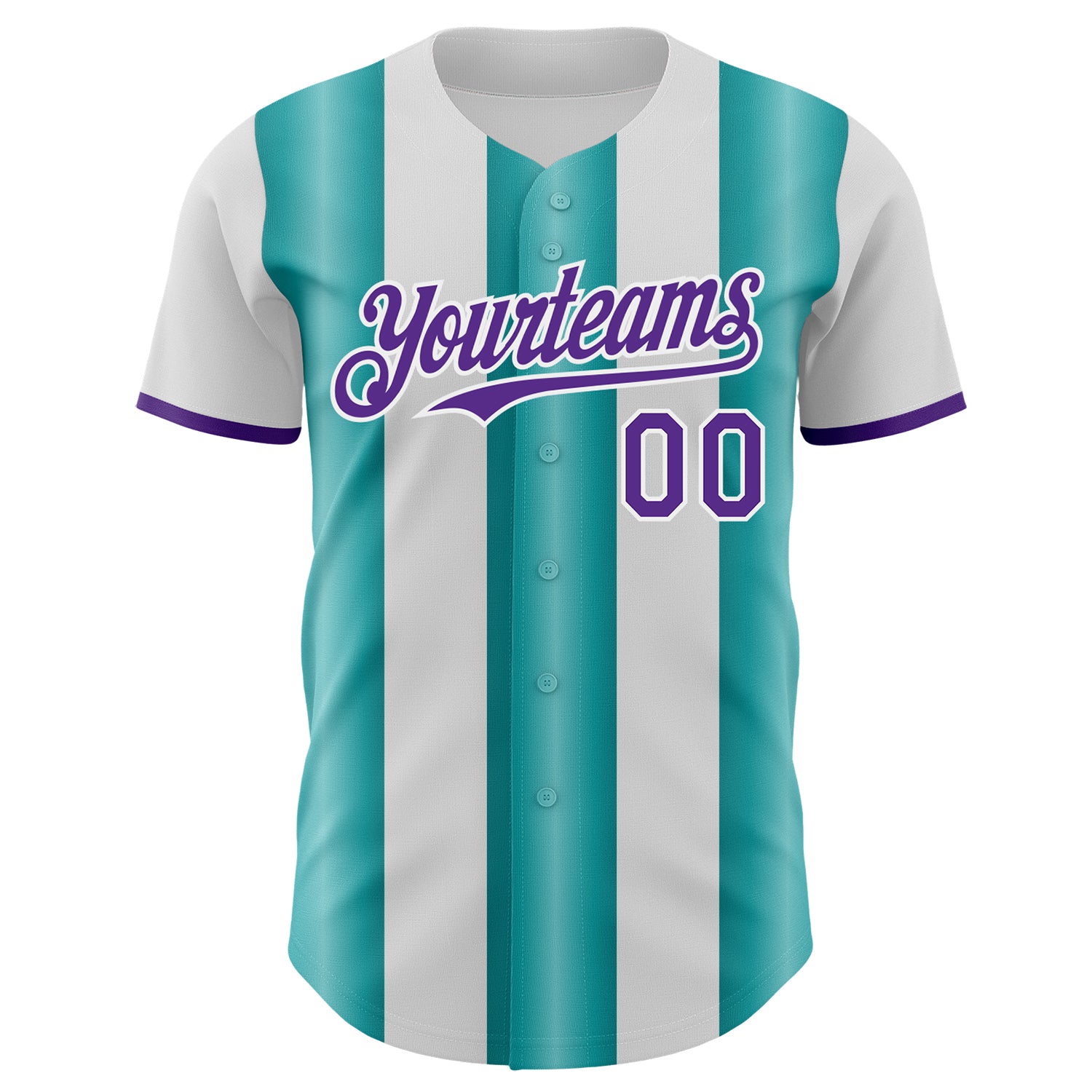 Custom White Purple-Teal Gradient Vertical Stripe Argentina Style Authentic Baseball Jersey view 2