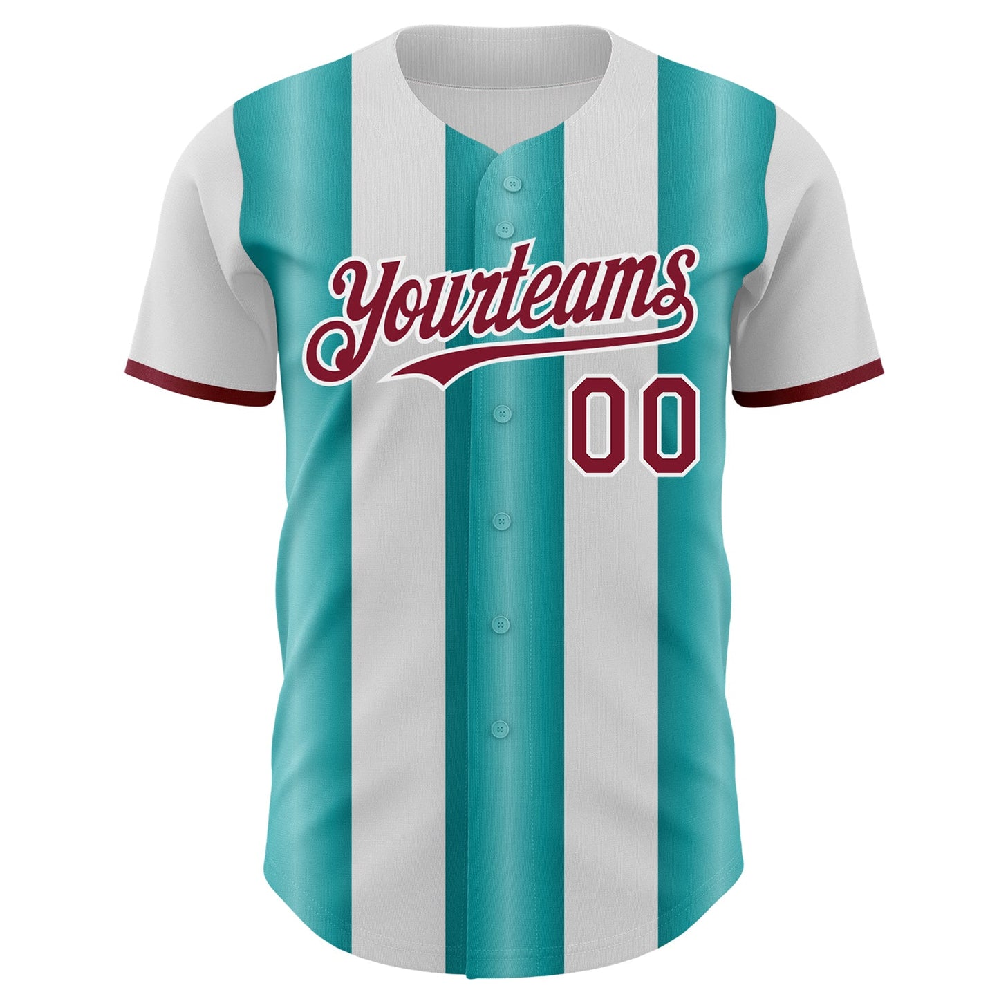 Custom White Crimson-Teal Gradient Vertical Stripe Argentina Style Authentic Baseball Jersey view 2