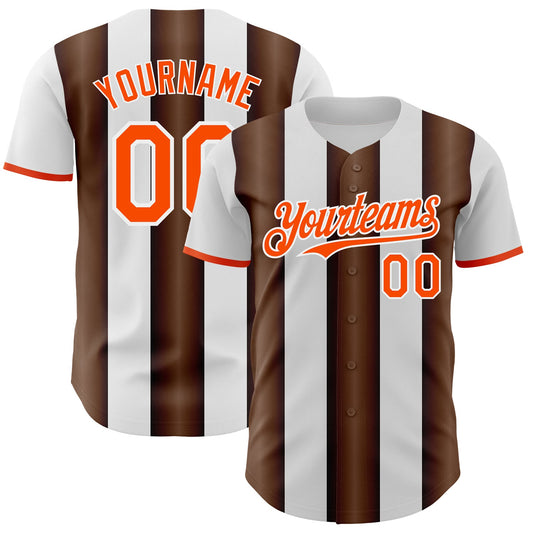 Custom White Orange-Brown Gradient Vertical Stripe Argentina Style Authentic Baseball Jersey - Main View