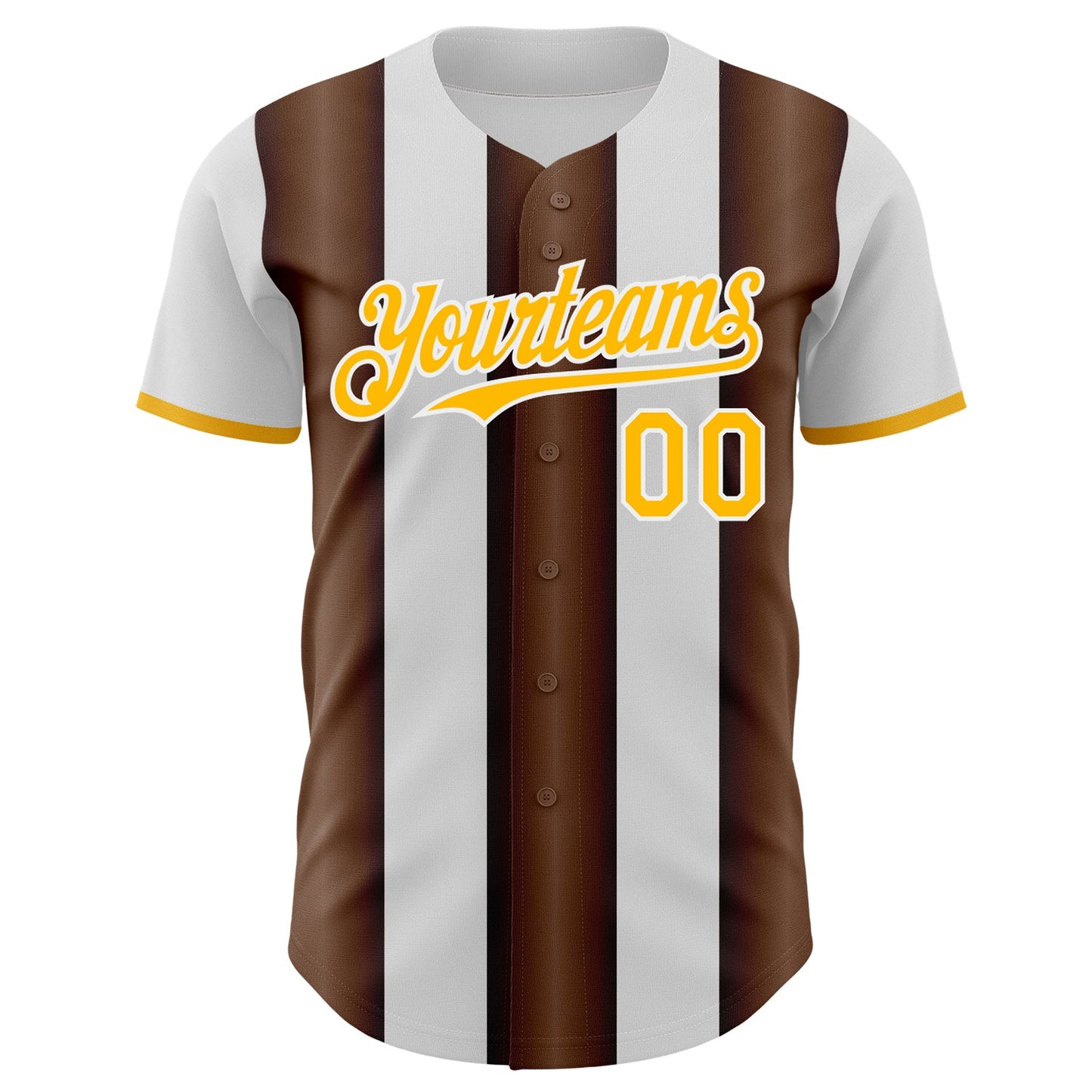 Custom White Gold-Brown Gradient Vertical Stripe Argentina Style Authentic Baseball Jersey view 2