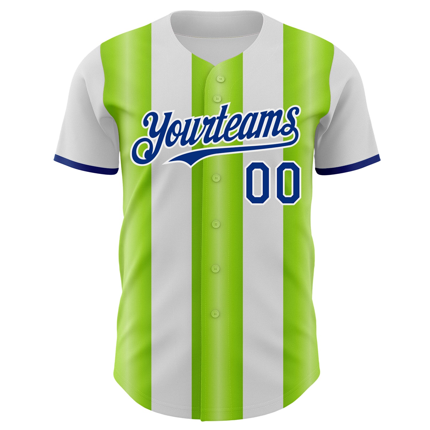 Custom White Royal-Neon Green Gradient Vertical Stripe Argentina Style Authentic Baseball Jersey view 2