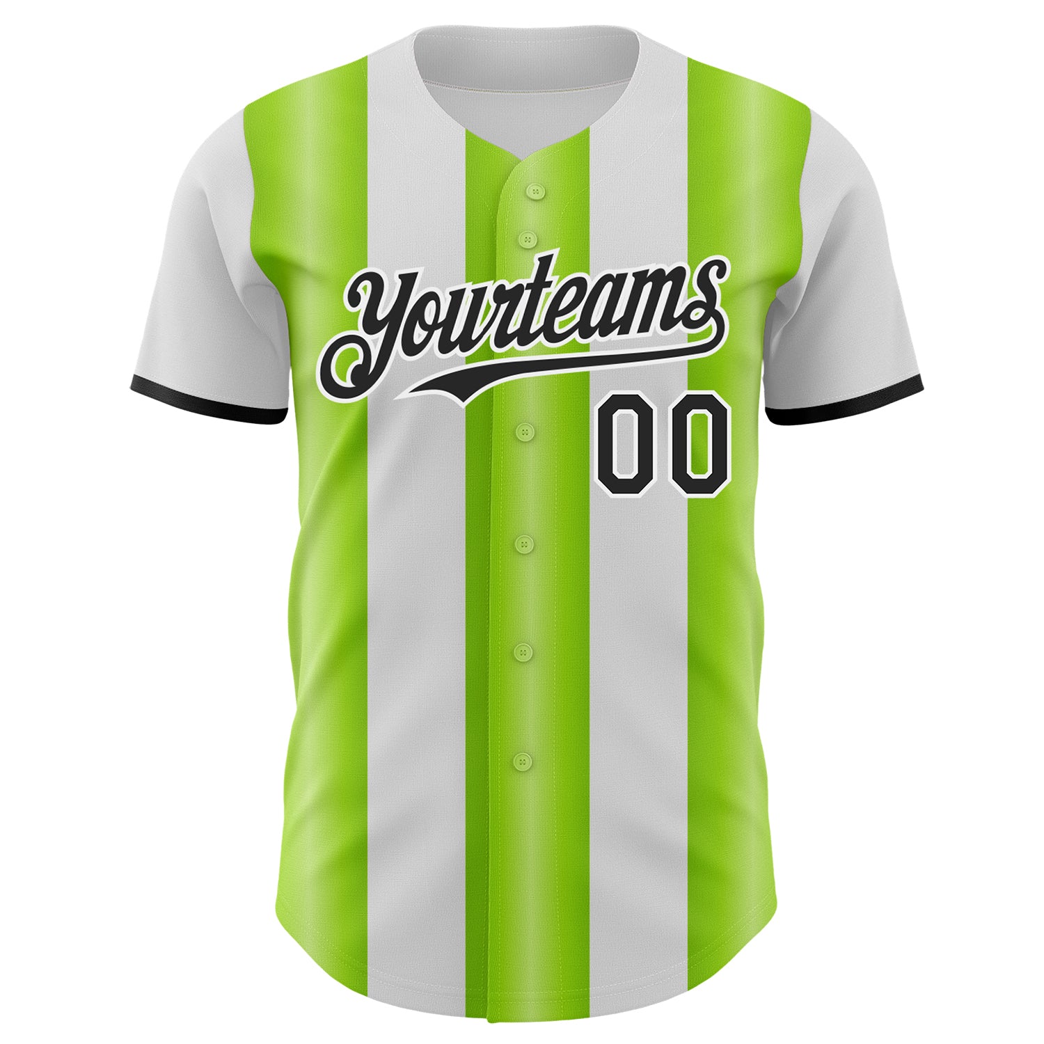 Custom White Black-Neon Green Gradient Vertical Stripe Argentina Style Authentic Baseball Jersey view 2