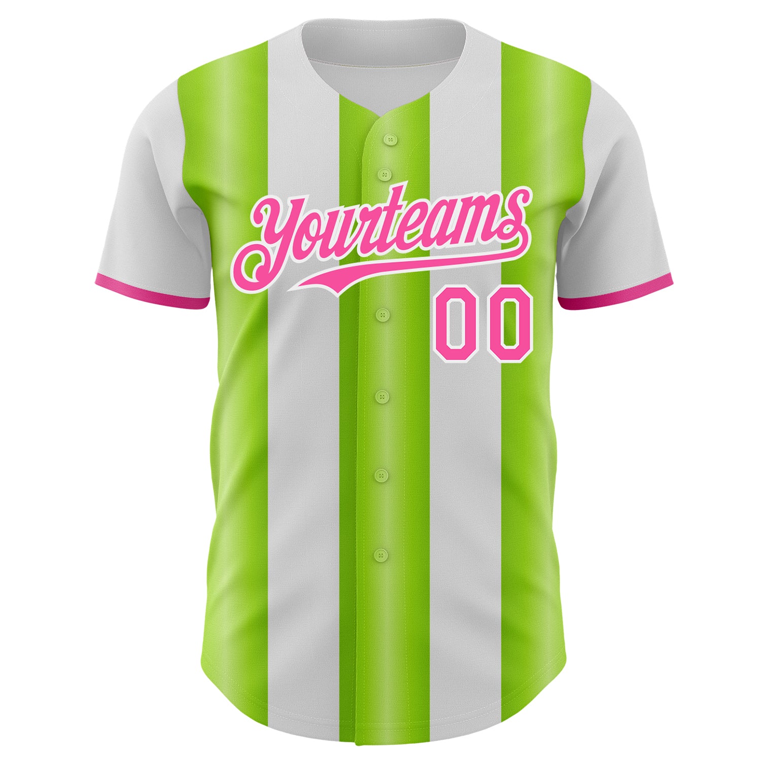 Custom White Pink-Neon Green Gradient Vertical Stripe Argentina Style Authentic Baseball Jersey view 2