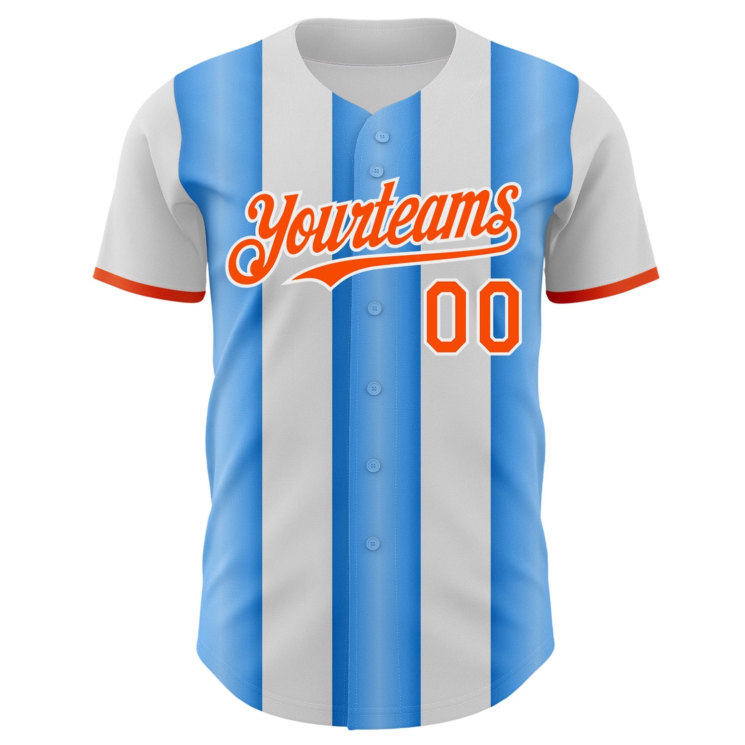 Custom White Orange-Electric Blue Gradient Vertical Stripe Argentina Style Authentic Baseball Jersey view 2