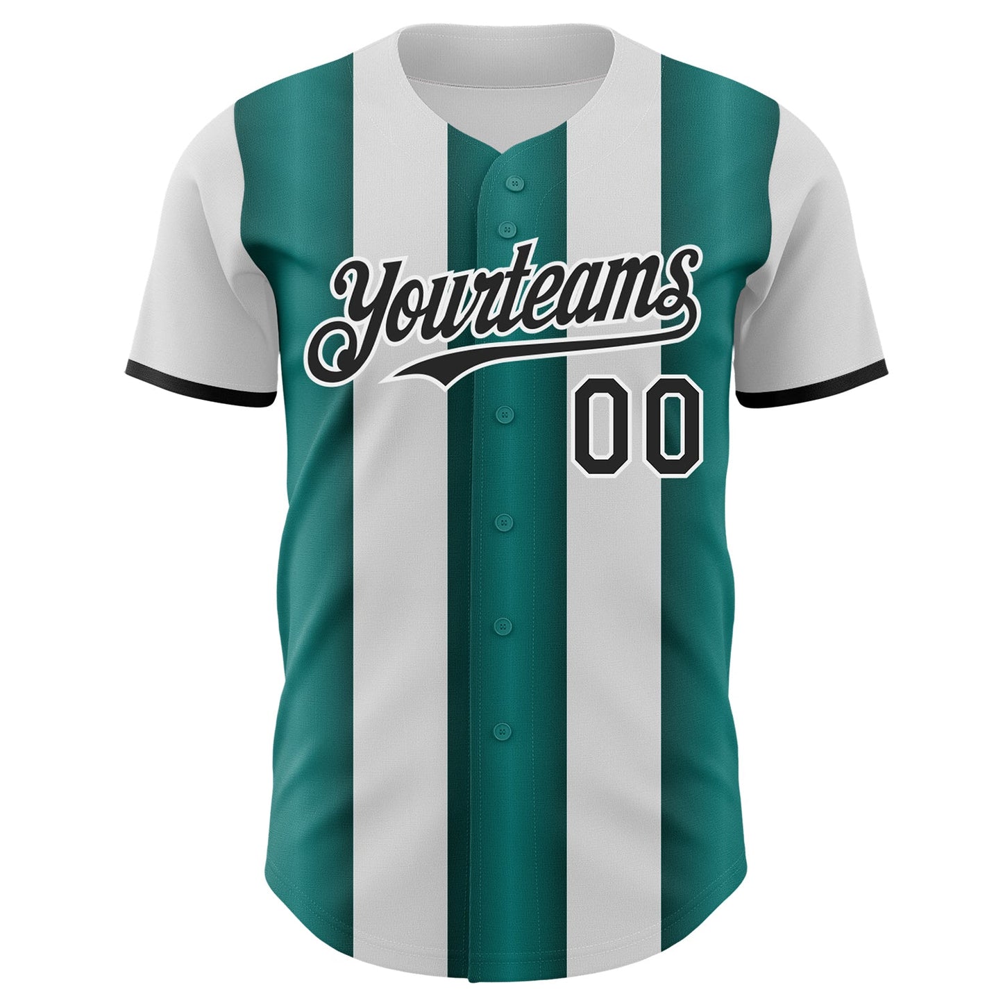 Custom White Black-Midnight Green Gradient Vertical Stripe Argentina Style Authentic Baseball Jersey view 2