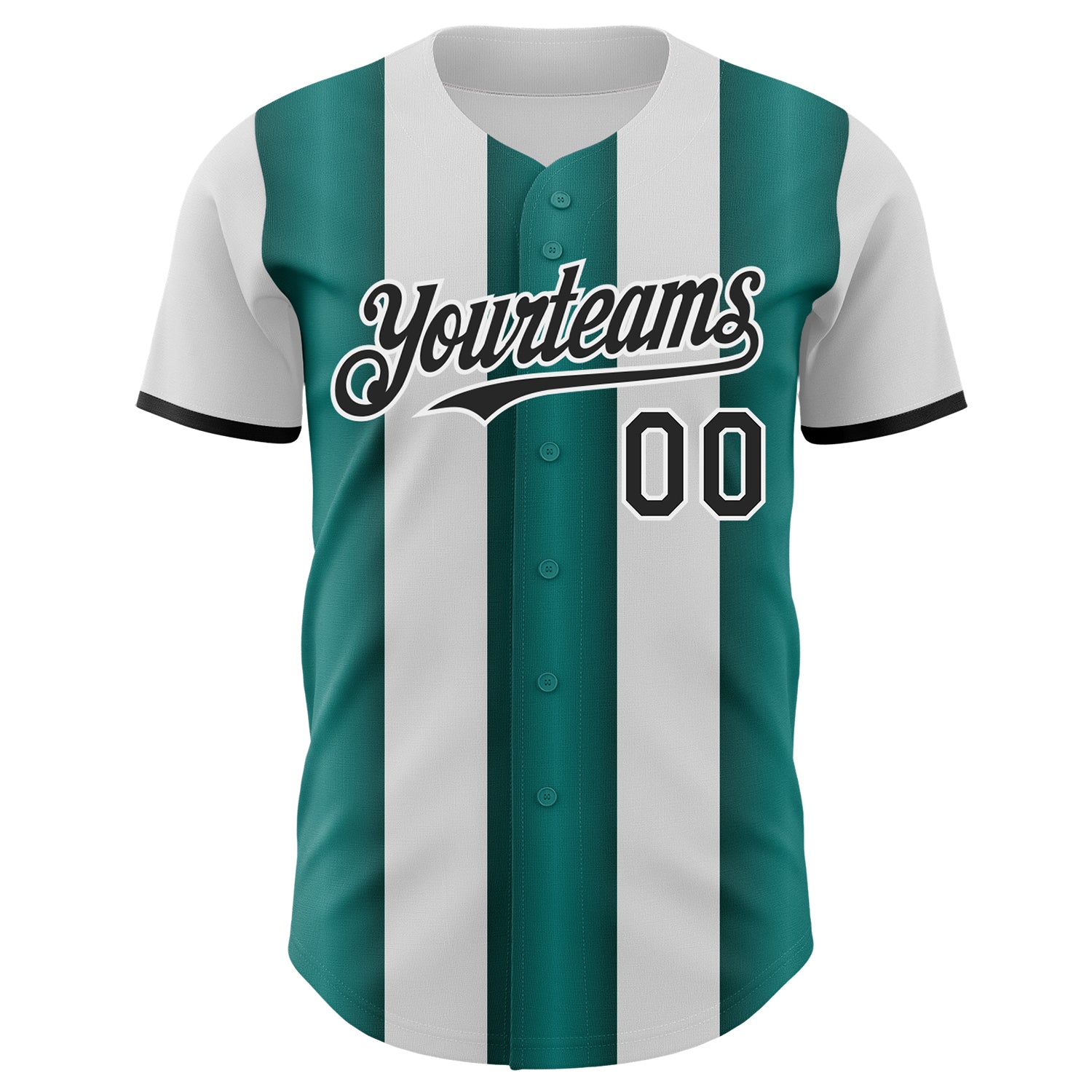 Custom White Black-Midnight Green Gradient Vertical Stripe Argentina Style Authentic Baseball Jersey view 2