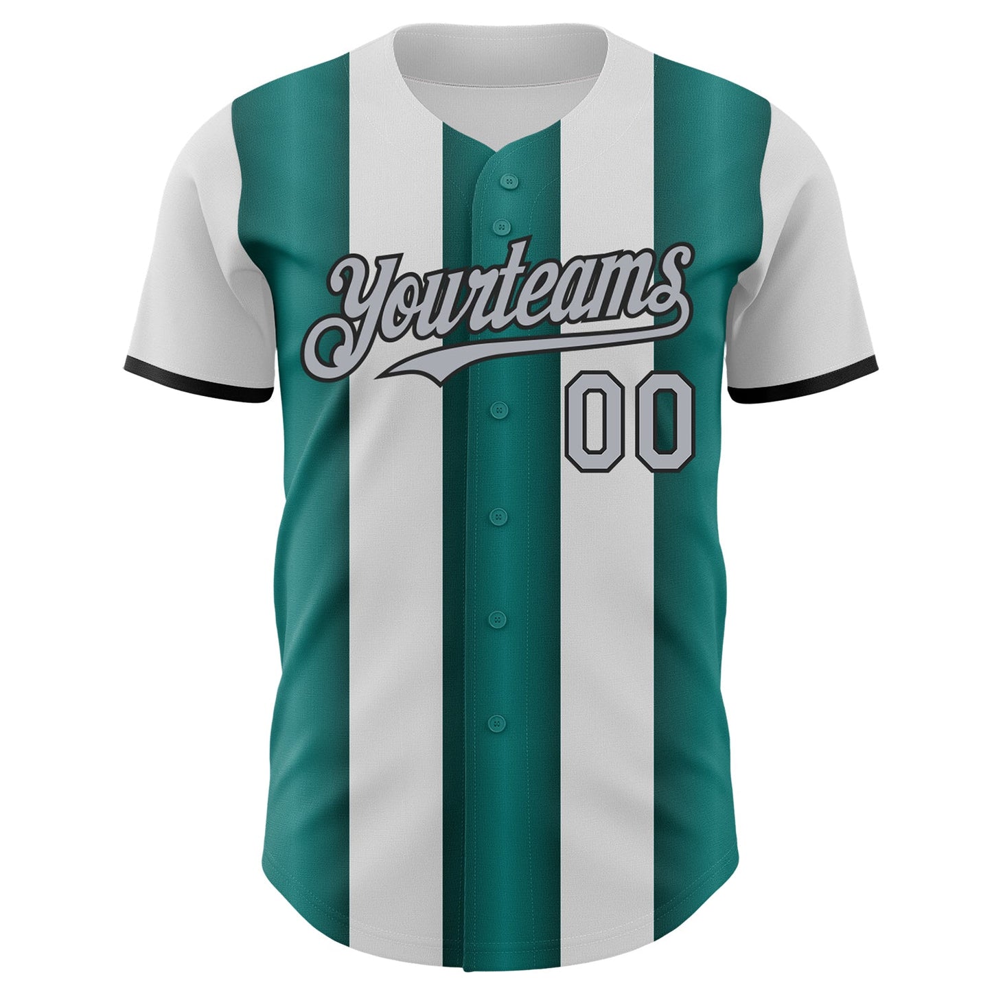 Custom White Gray Midnight Green-Black Gradient Vertical Stripe Argentina Style Authentic Baseball Jersey view 2