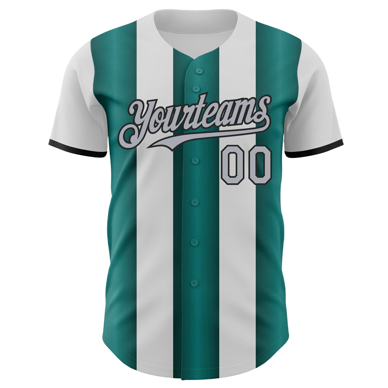 Custom White Gray Midnight Green-Black Gradient Vertical Stripe Argentina Style Authentic Baseball Jersey view 2